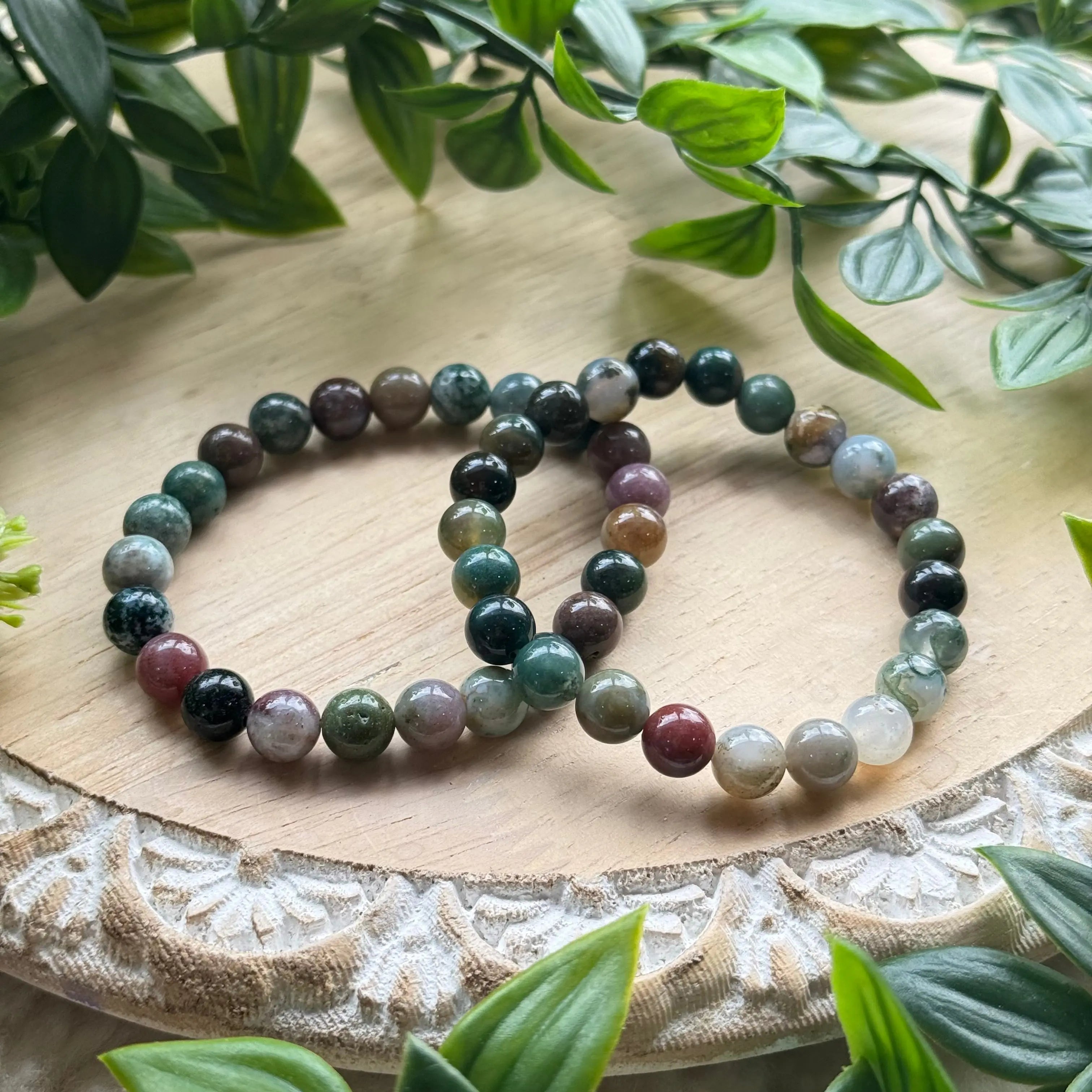 Indian Agate Beaded Gemstone Bracelet Arabella Crystals