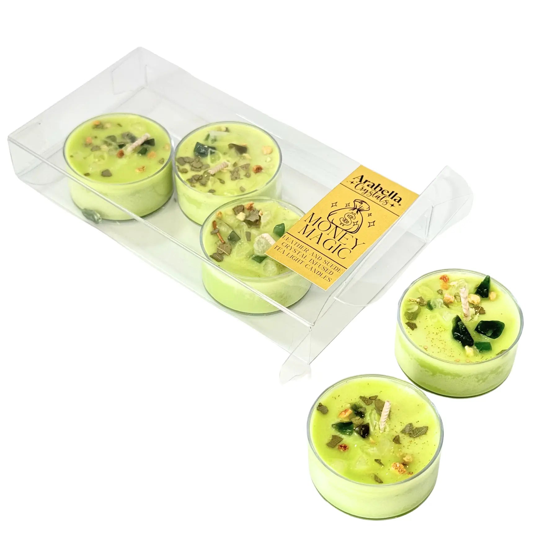 Money Magic Ritual Tea Light Candles Notes of: Incense, Leather & Amber
