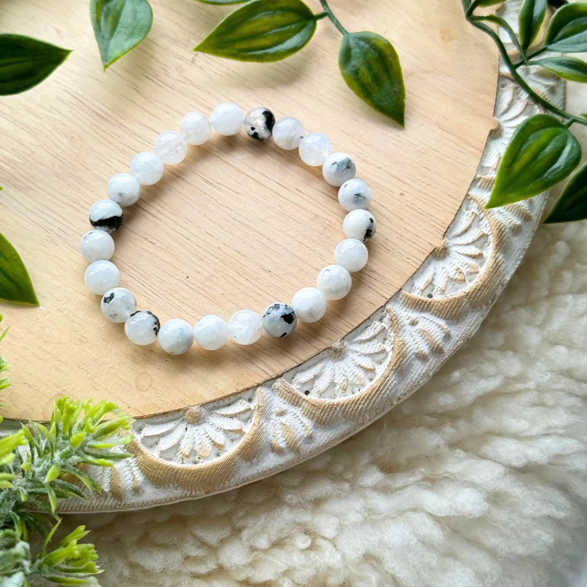 Moonstone Beaded Gemstone Bracelet Arabella Crystals