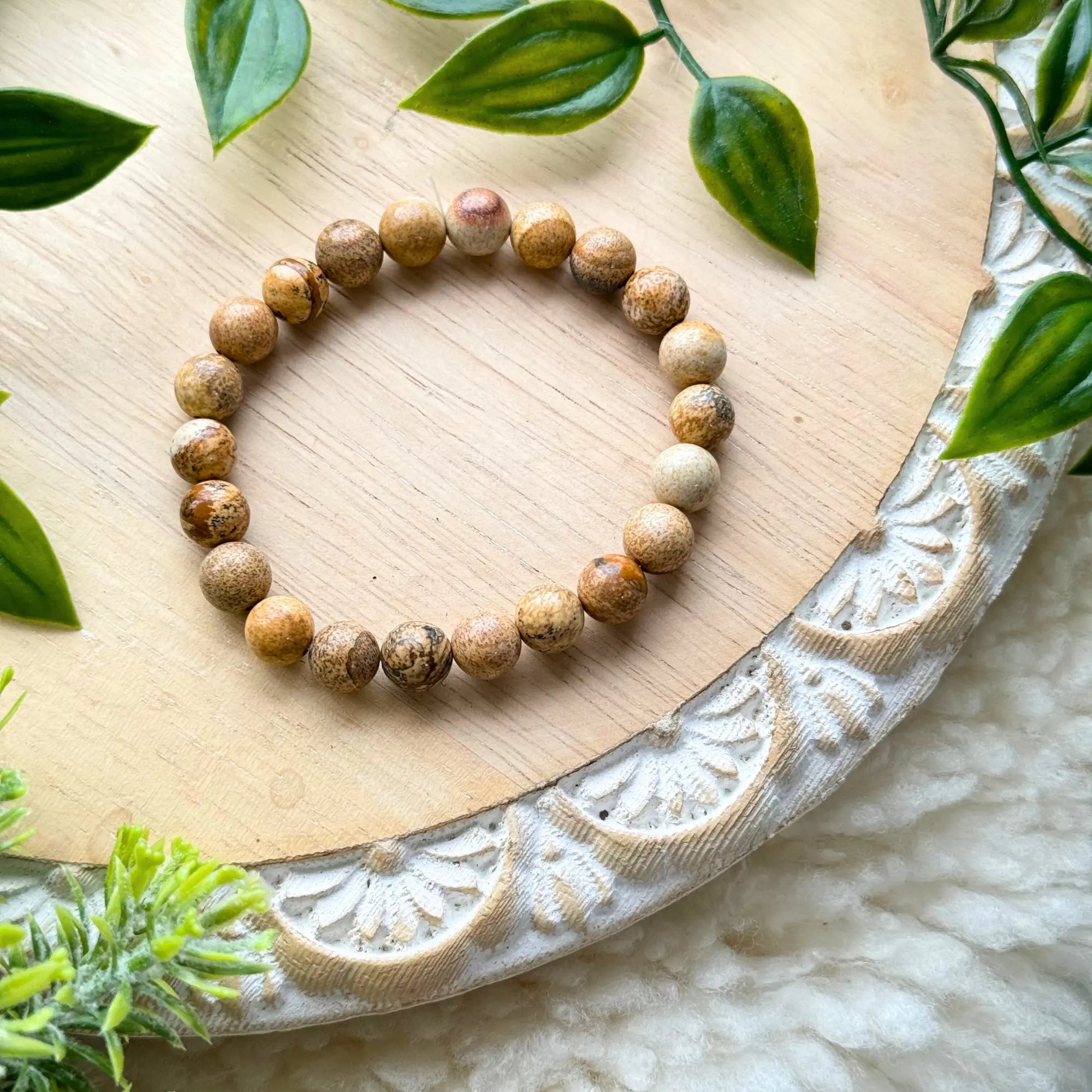 Picture Jasper Beaded Gemstone Bracelet Arabella Crystals