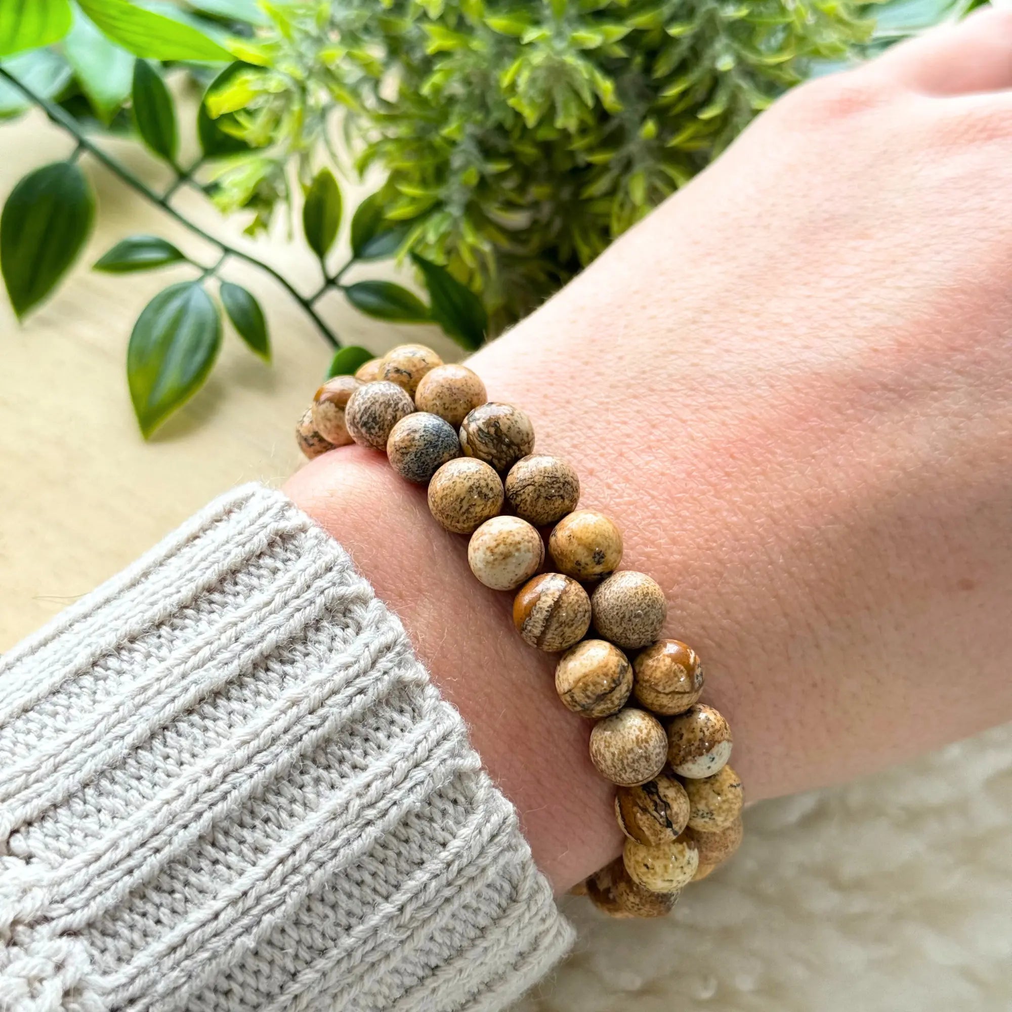 Picture Jasper Beaded Gemstone Bracelet Arabella Crystals
