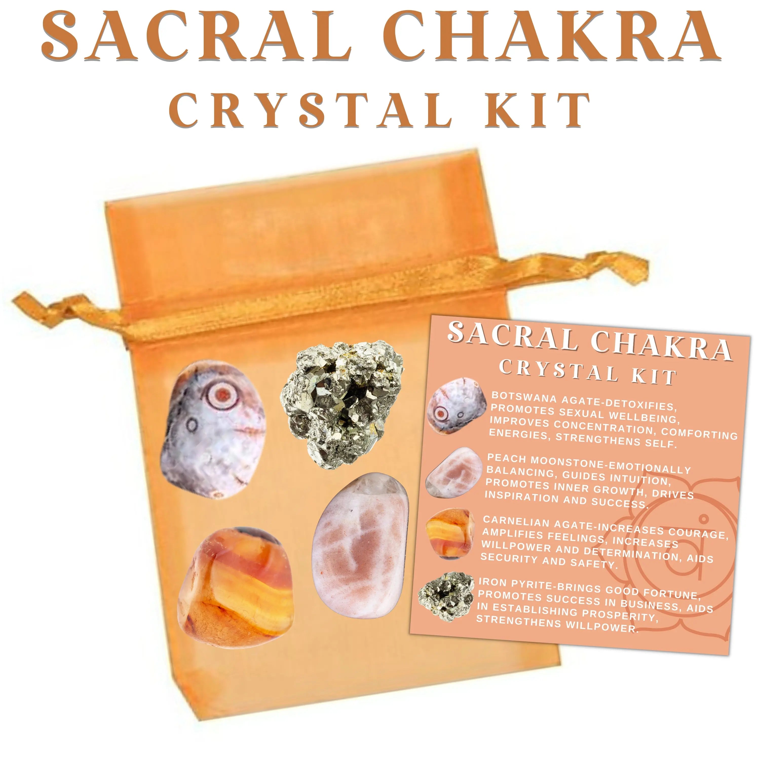 Sacral Chakra Crystal Kit Creativity, Emotion, Pleasure