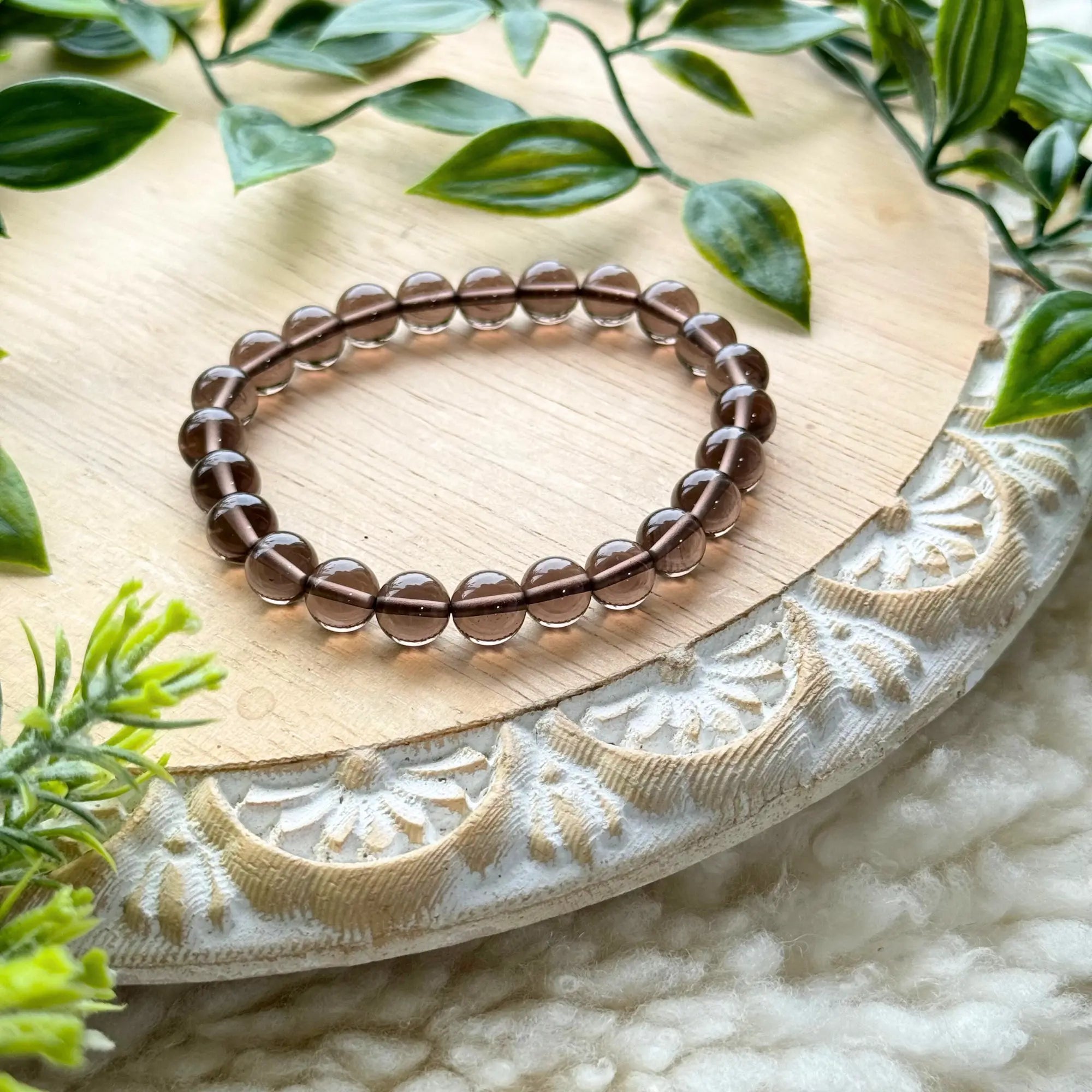 Smokey Quartz Beaded Gemstone Bracelet Arabella Crystals