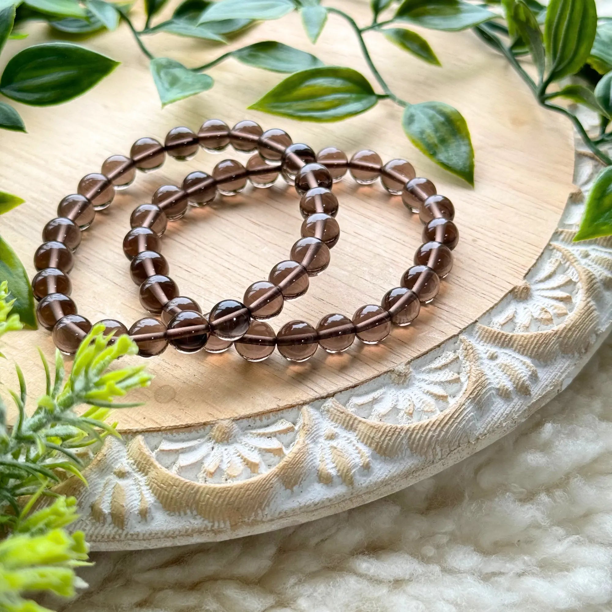 Smokey Quartz Beaded Gemstone Bracelet Arabella Crystals