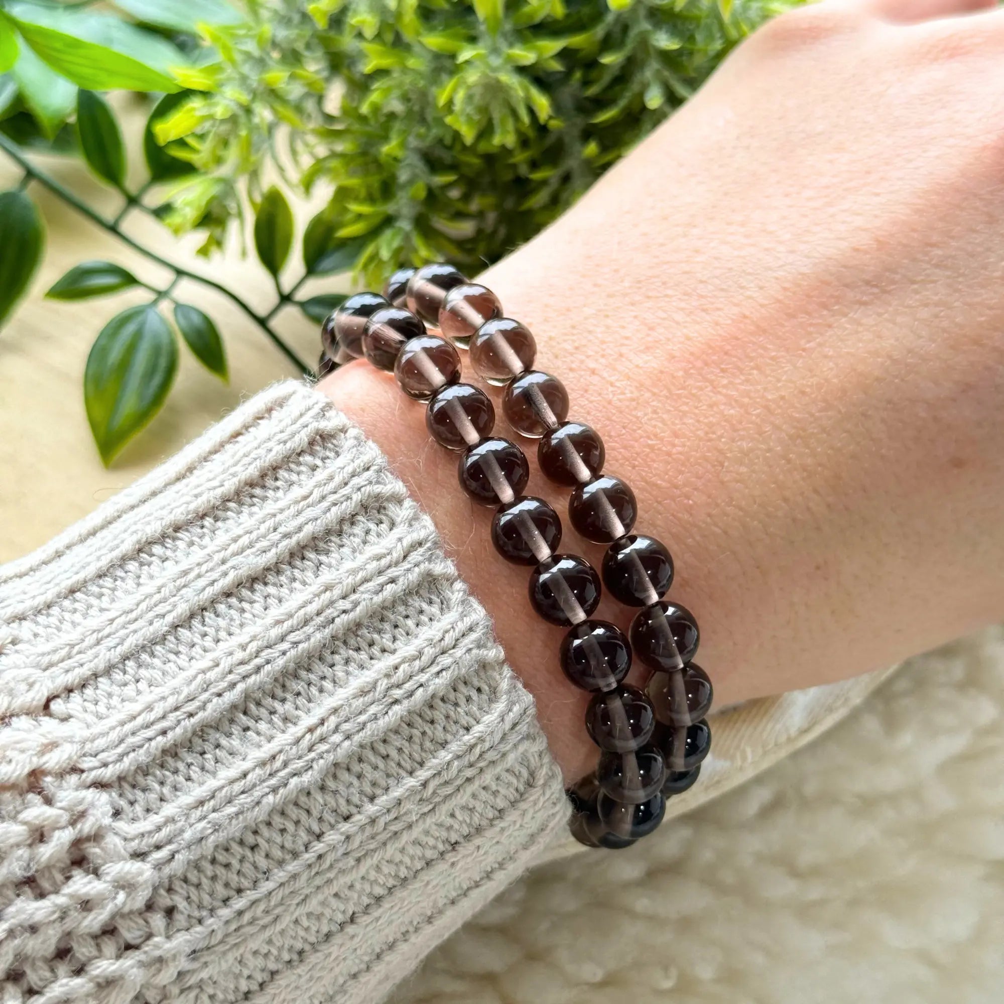 Smokey Quartz Beaded Gemstone Bracelet Arabella Crystals
