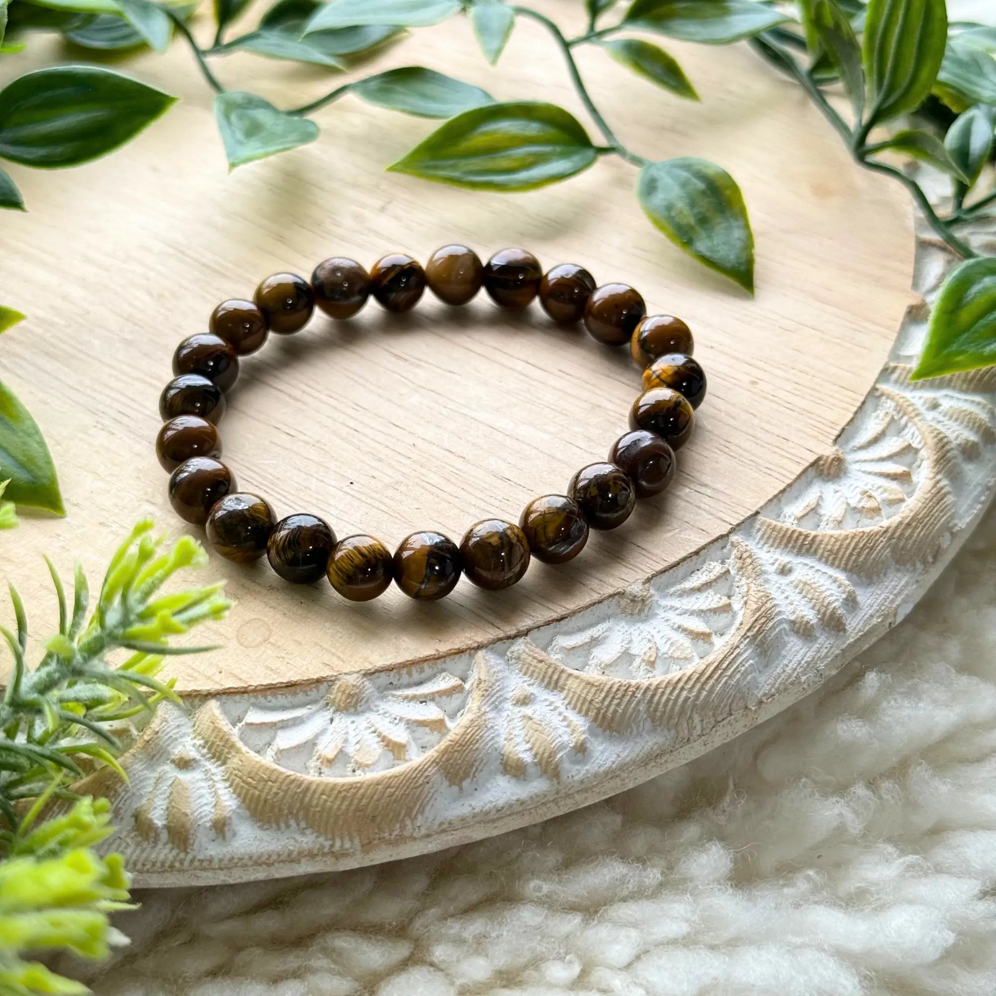 Tigers Eye Beaded Gemstone Bracelet Arabella Crystals