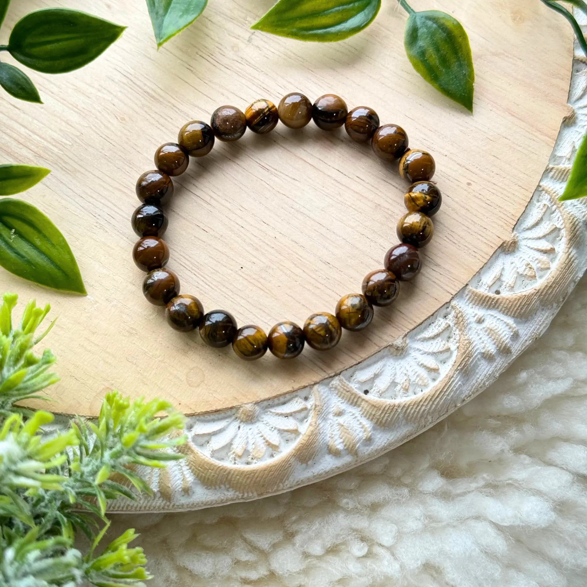 Tigers Eye Beaded Gemstone Bracelet Arabella Crystals