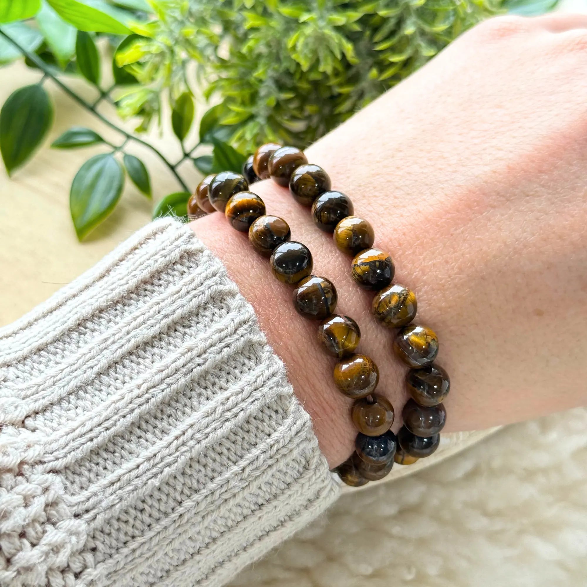 Tigers Eye Beaded Gemstone Bracelet Arabella Crystals