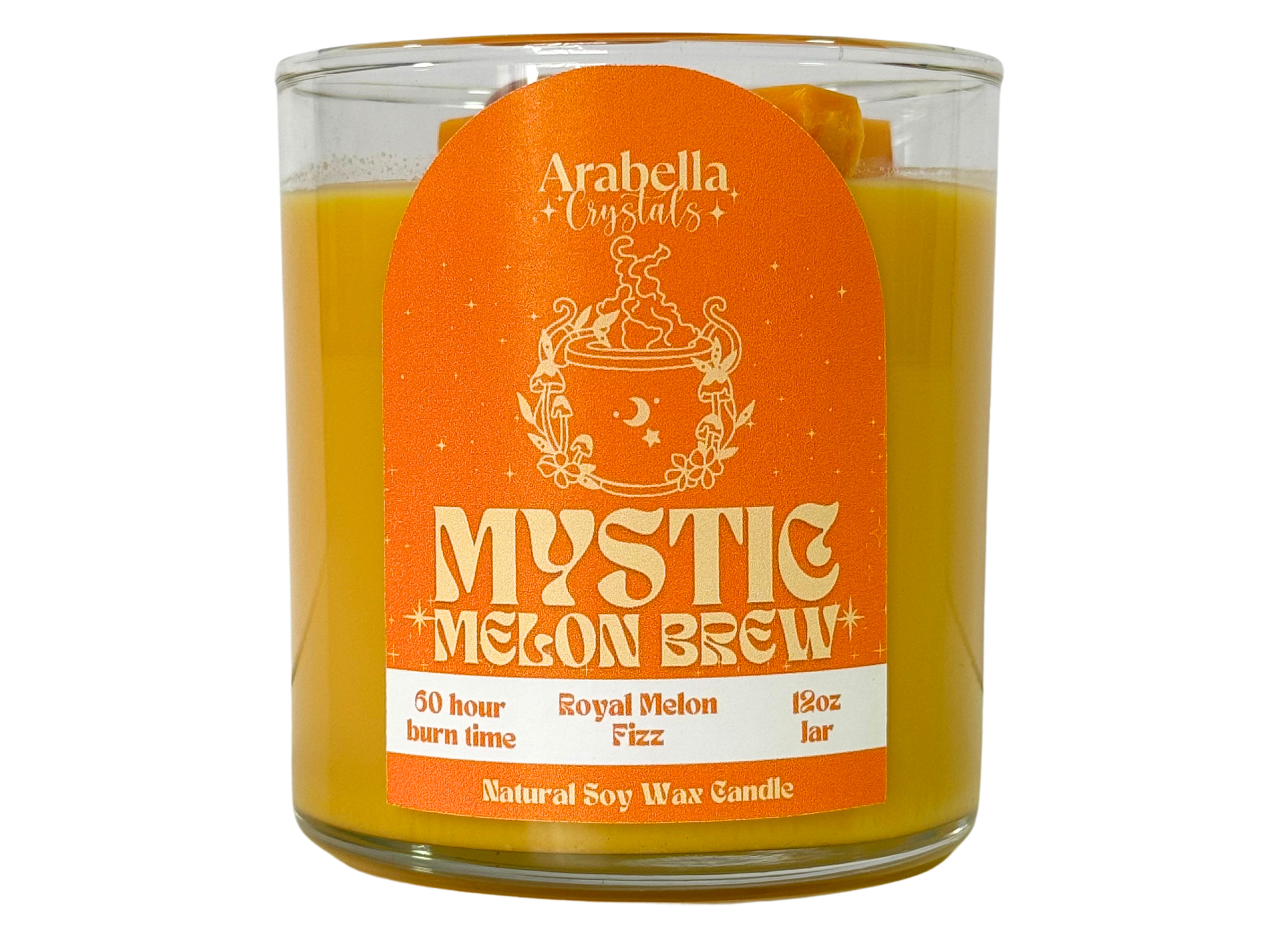 Mystic Melon Brew – Crystal-Infused Candle with Sunstone