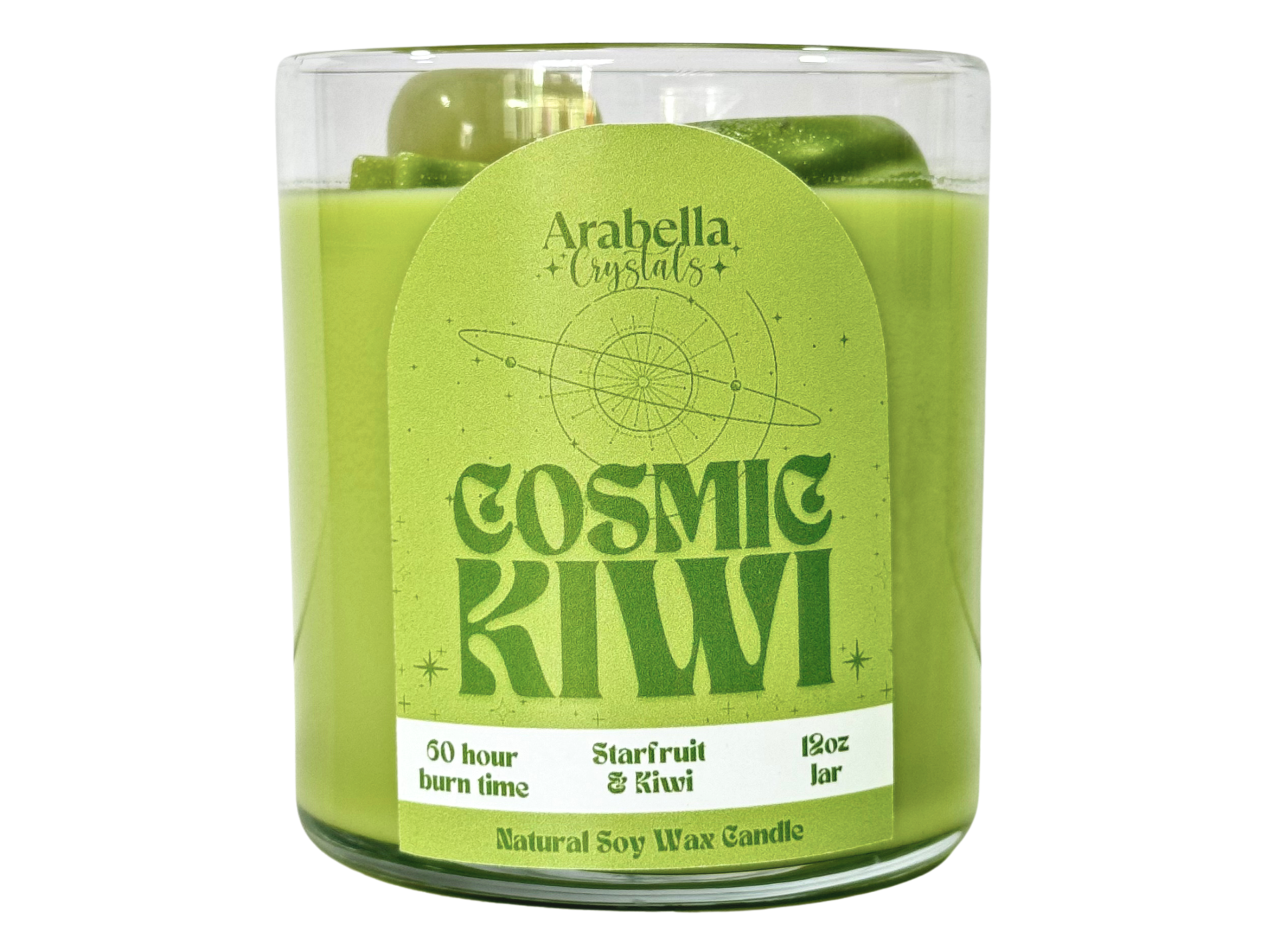 Cosmic Kiwi – Crystal-Infused Candle with Green Onyx