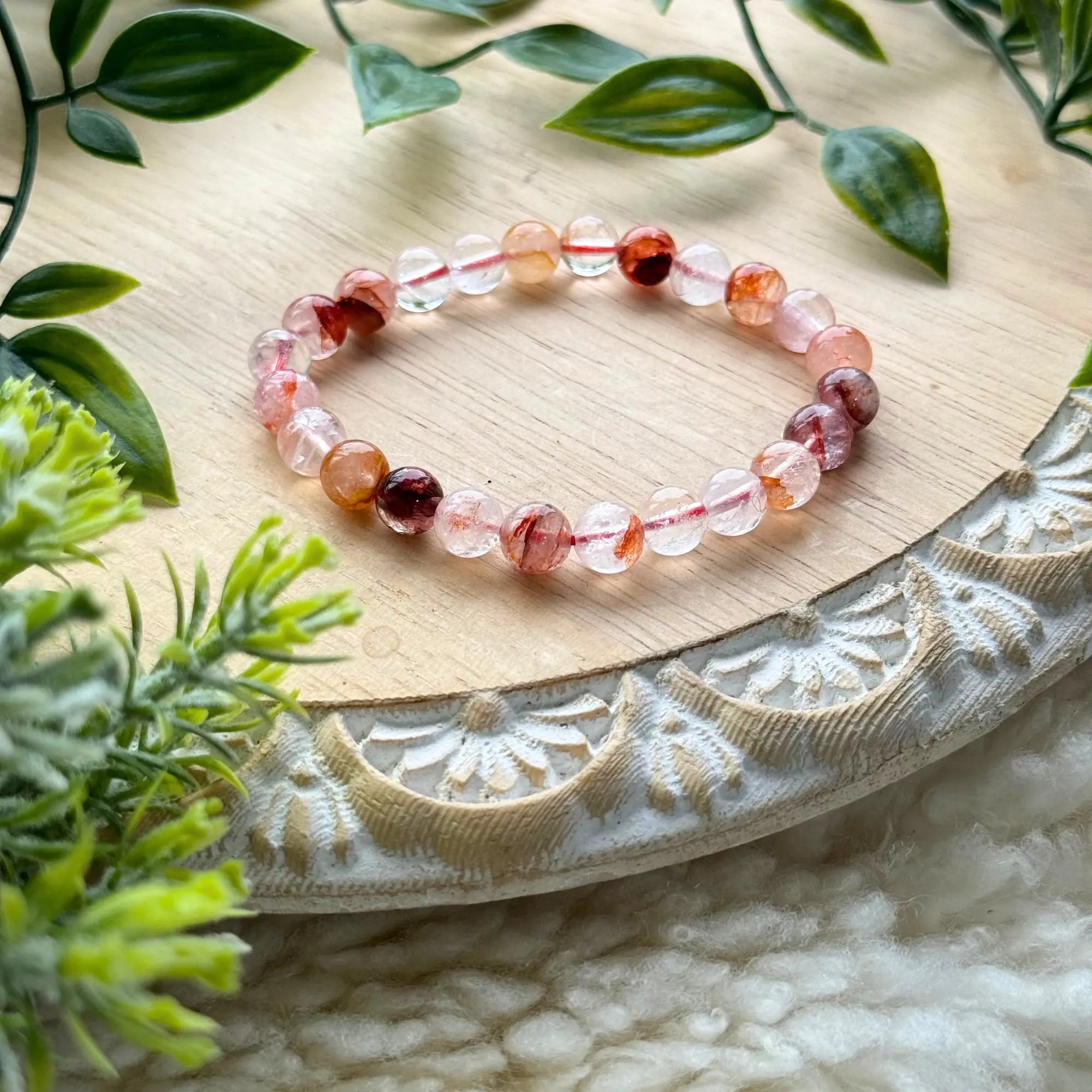 Fire Quartz Beaded Gemstone Bracelet Arabella Crystals