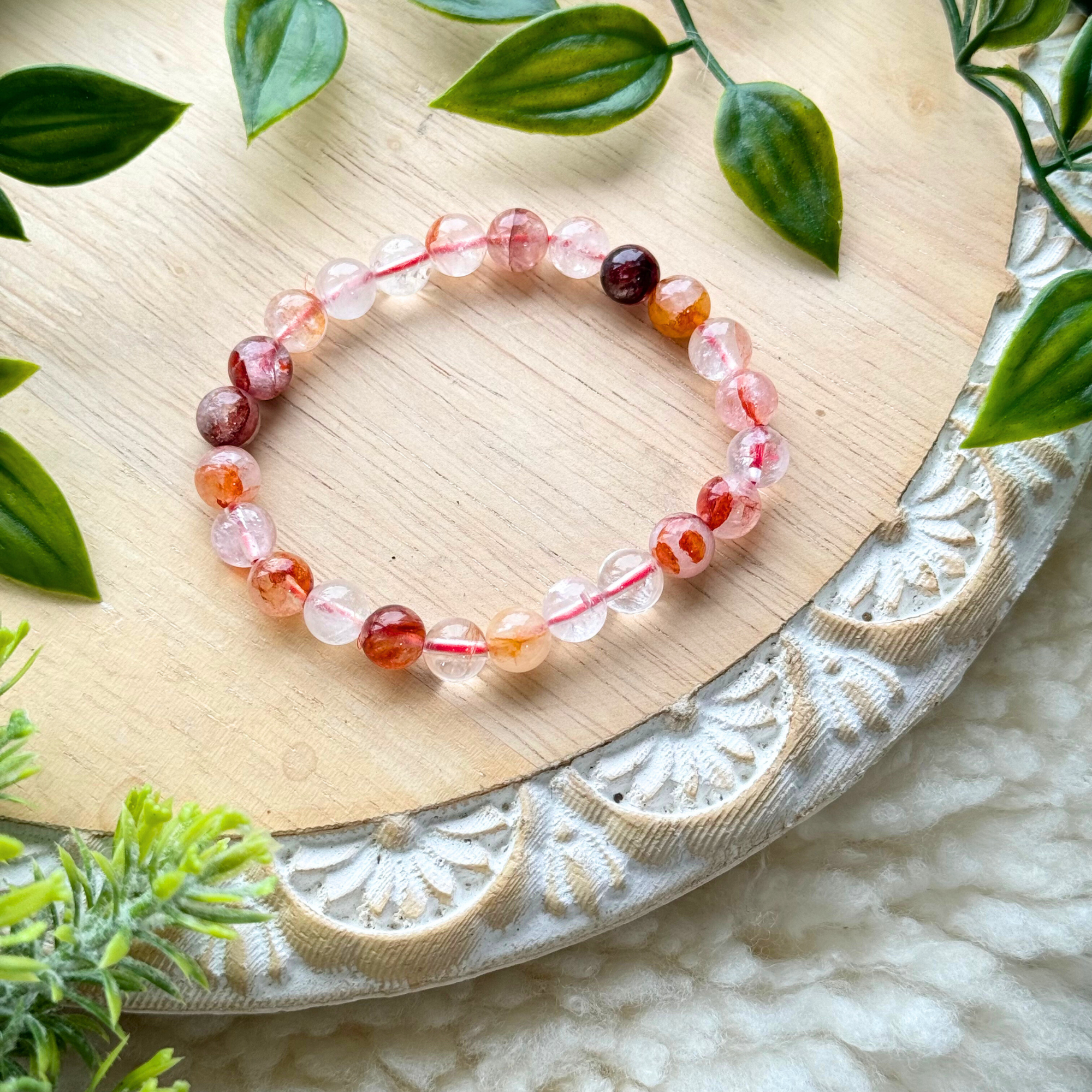 Fire Quartz Beaded Gemstone Bracelet