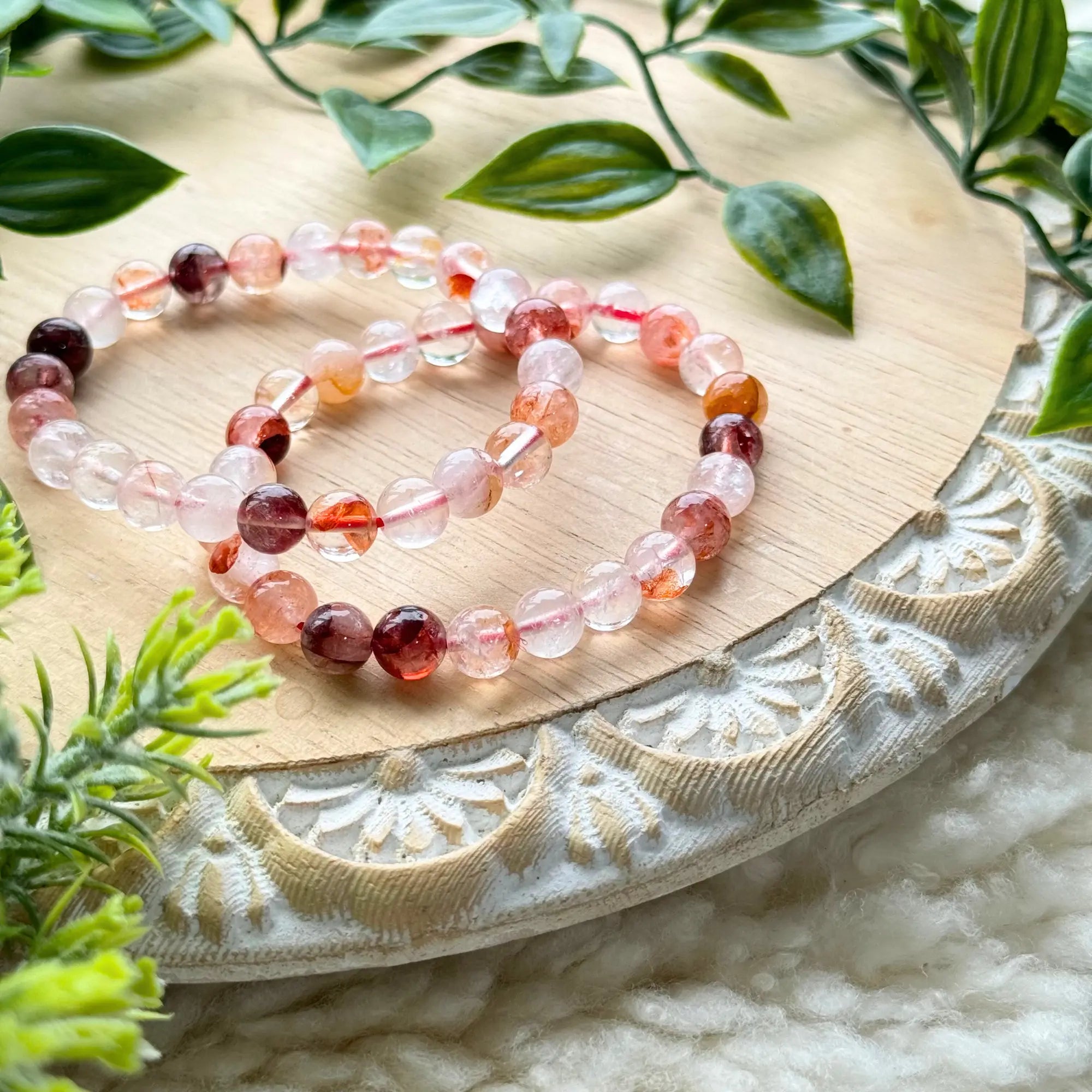 Fire Quartz Beaded Gemstone Bracelet Arabella Crystals