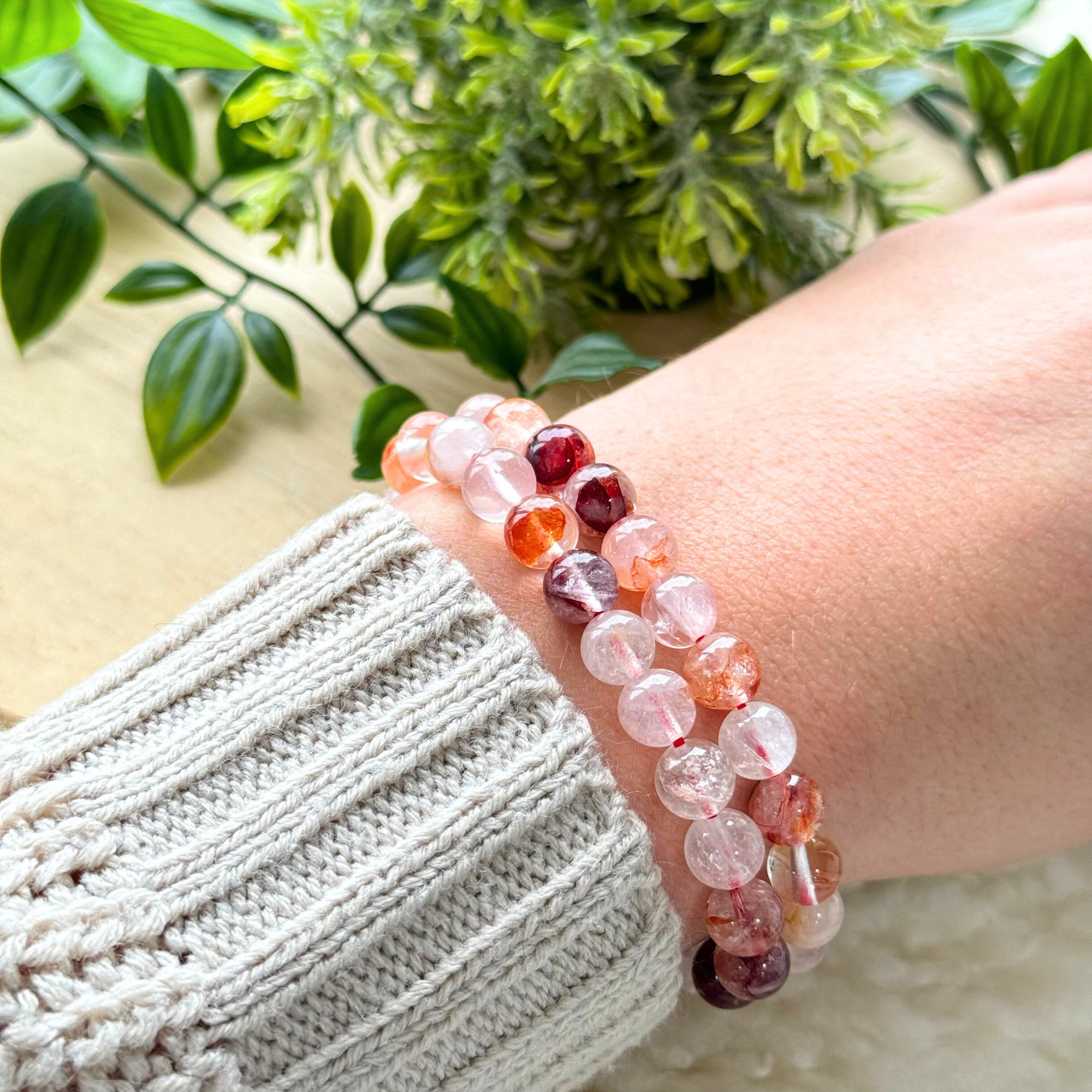 Fire Quartz Beaded Gemstone Bracelet