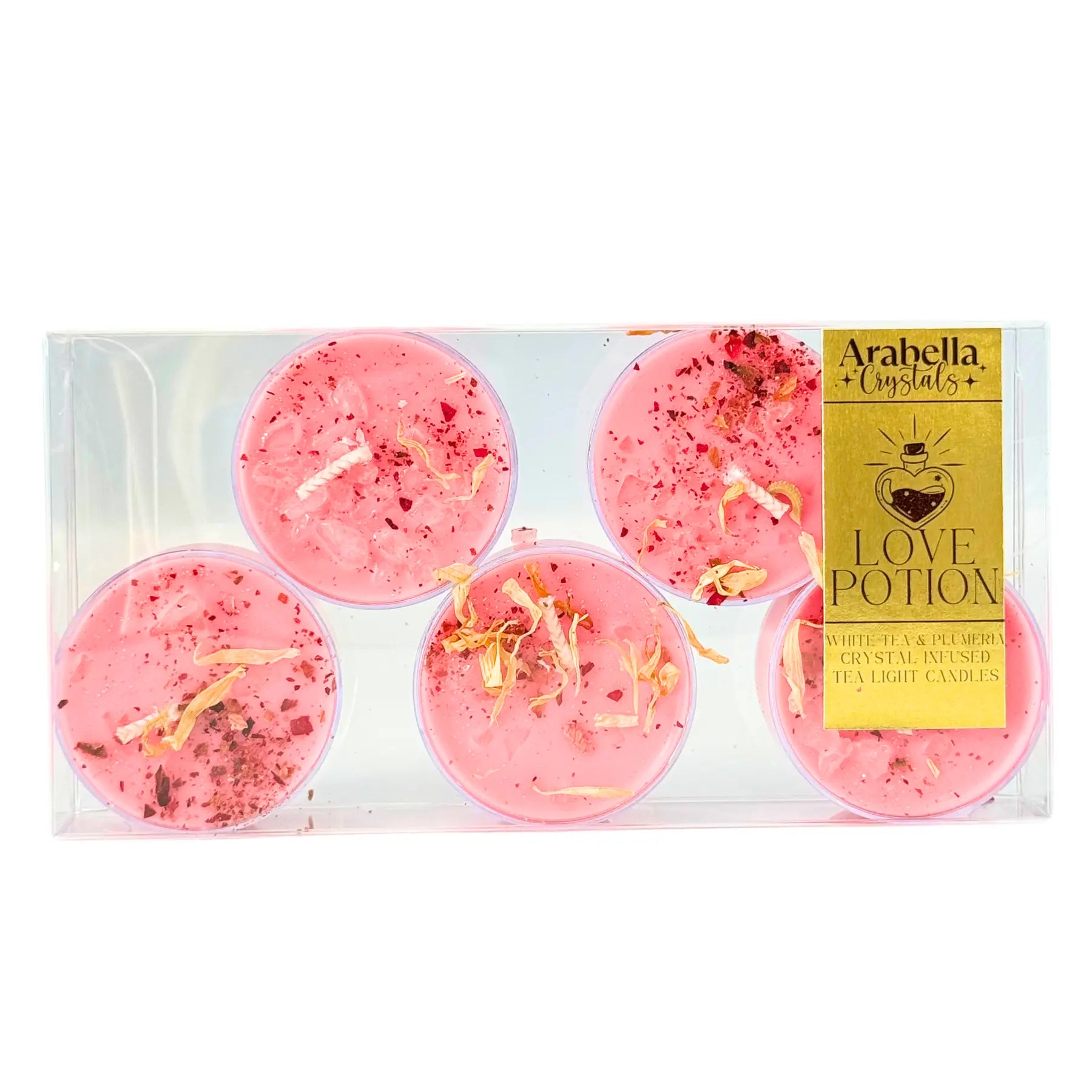 Love Potion Ritual Tea Light Candles Notes of: Plumeria, Jasmine & White Tea