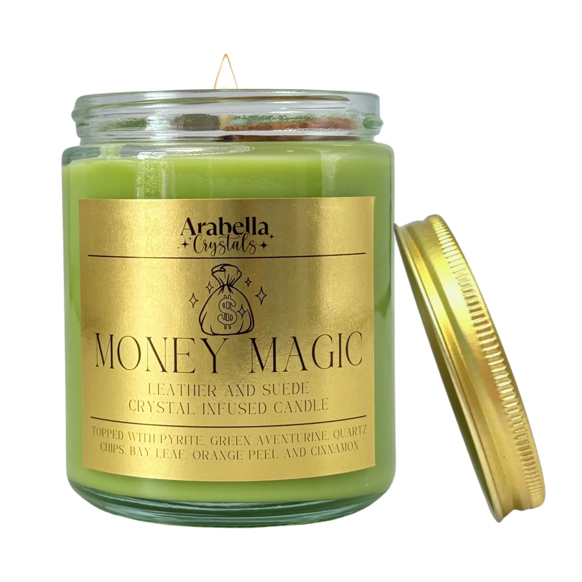 Money Magic Ritual Candle Notes of: Incense, Leather & Amber