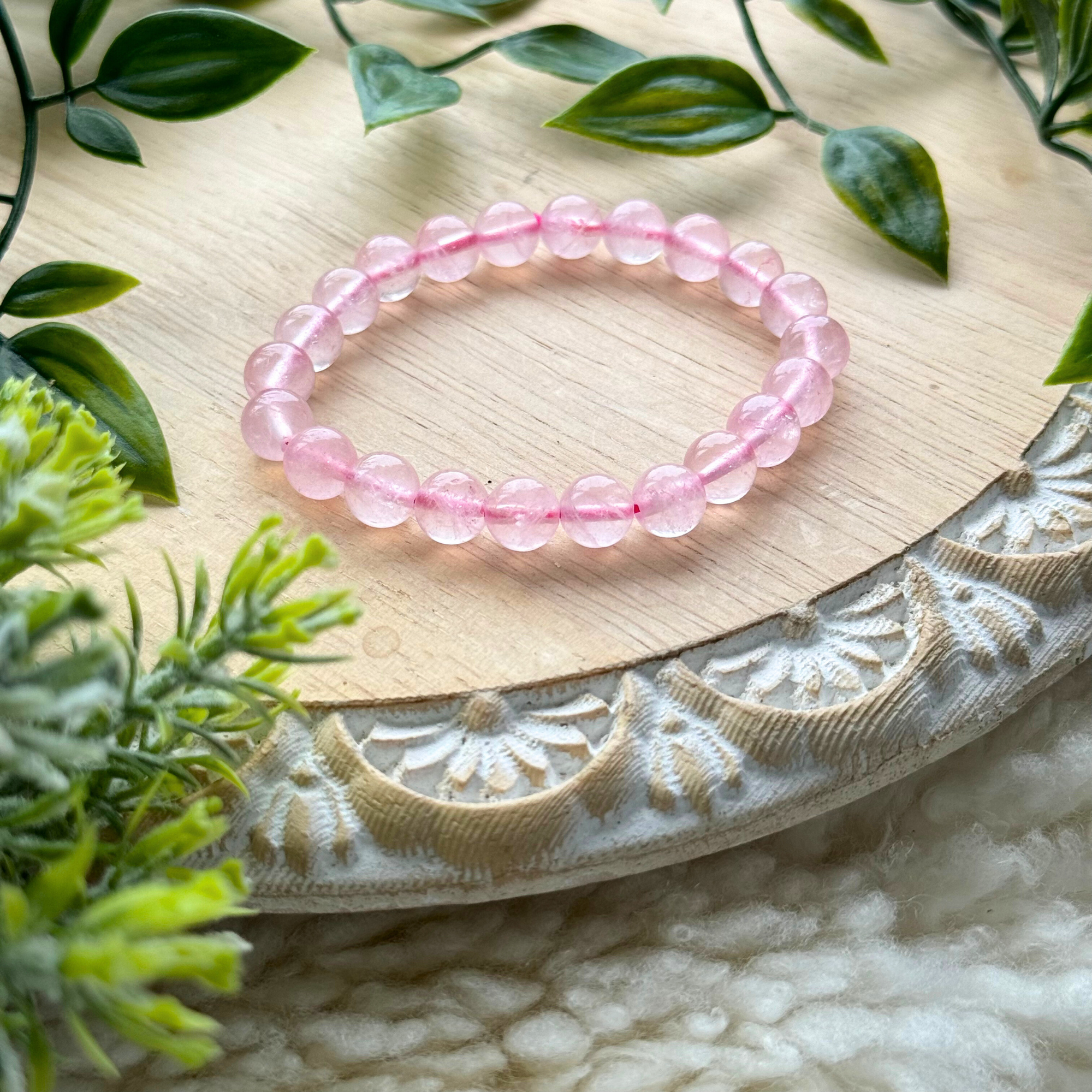 Rose Quartz Beaded Gemstone Bracelet