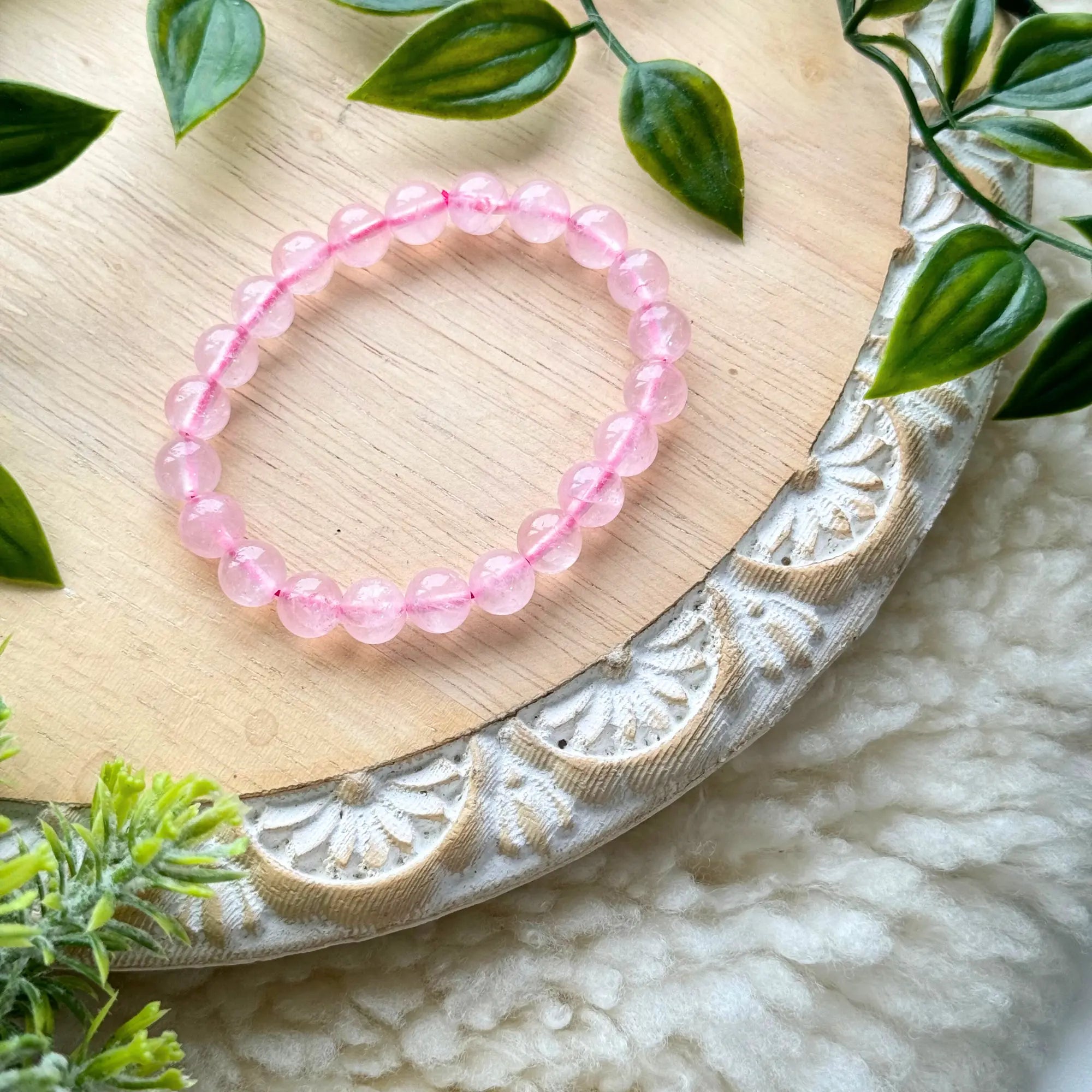 Rose Quartz Beaded Gemstone Bracelet Arabella Crystals