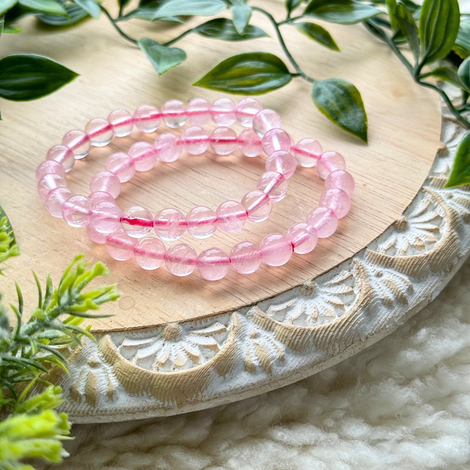Rose Quartz Beaded Gemstone Bracelet
