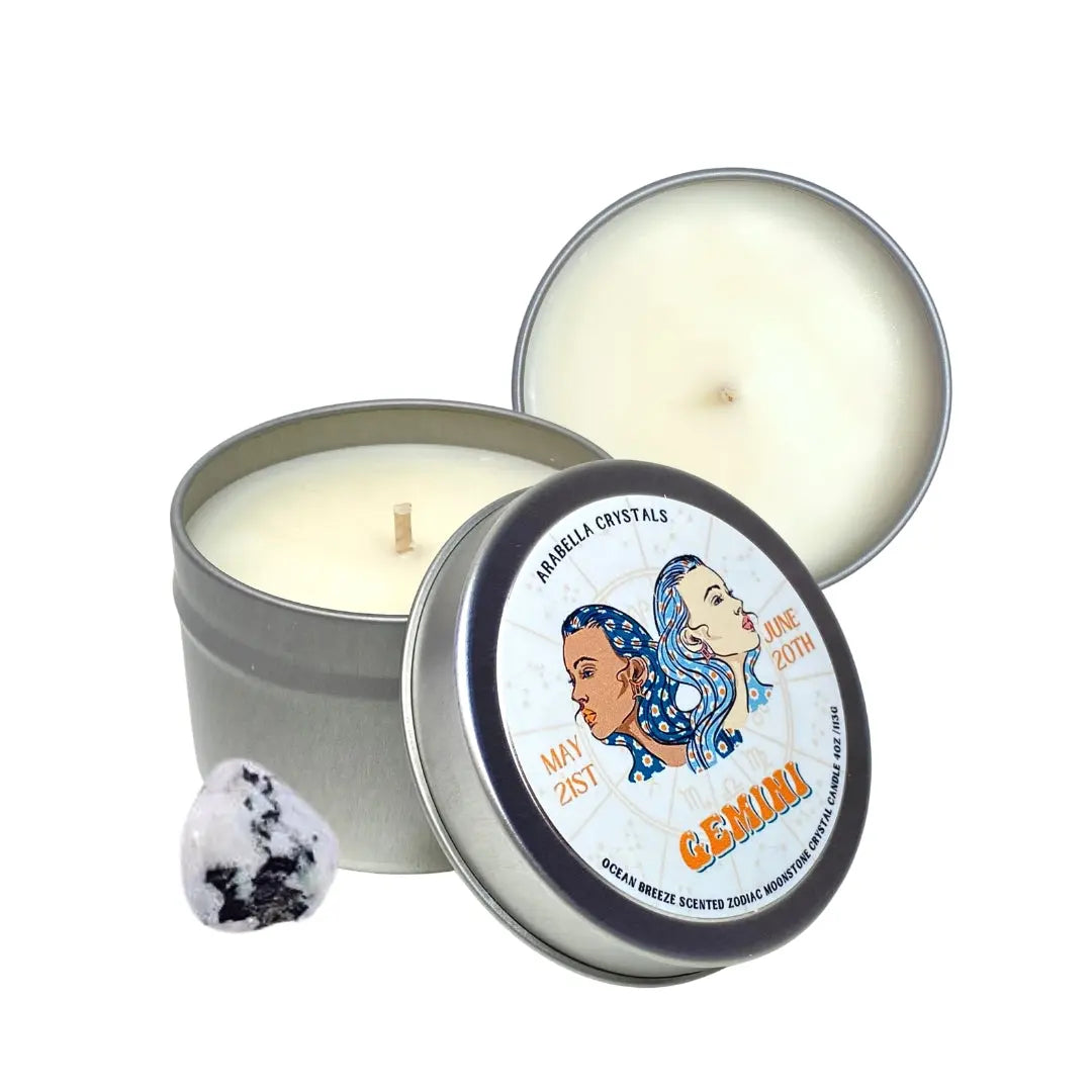 Gemini Zodiac Candle Tin Notes of: Seasalt, Marine & Violet Musk