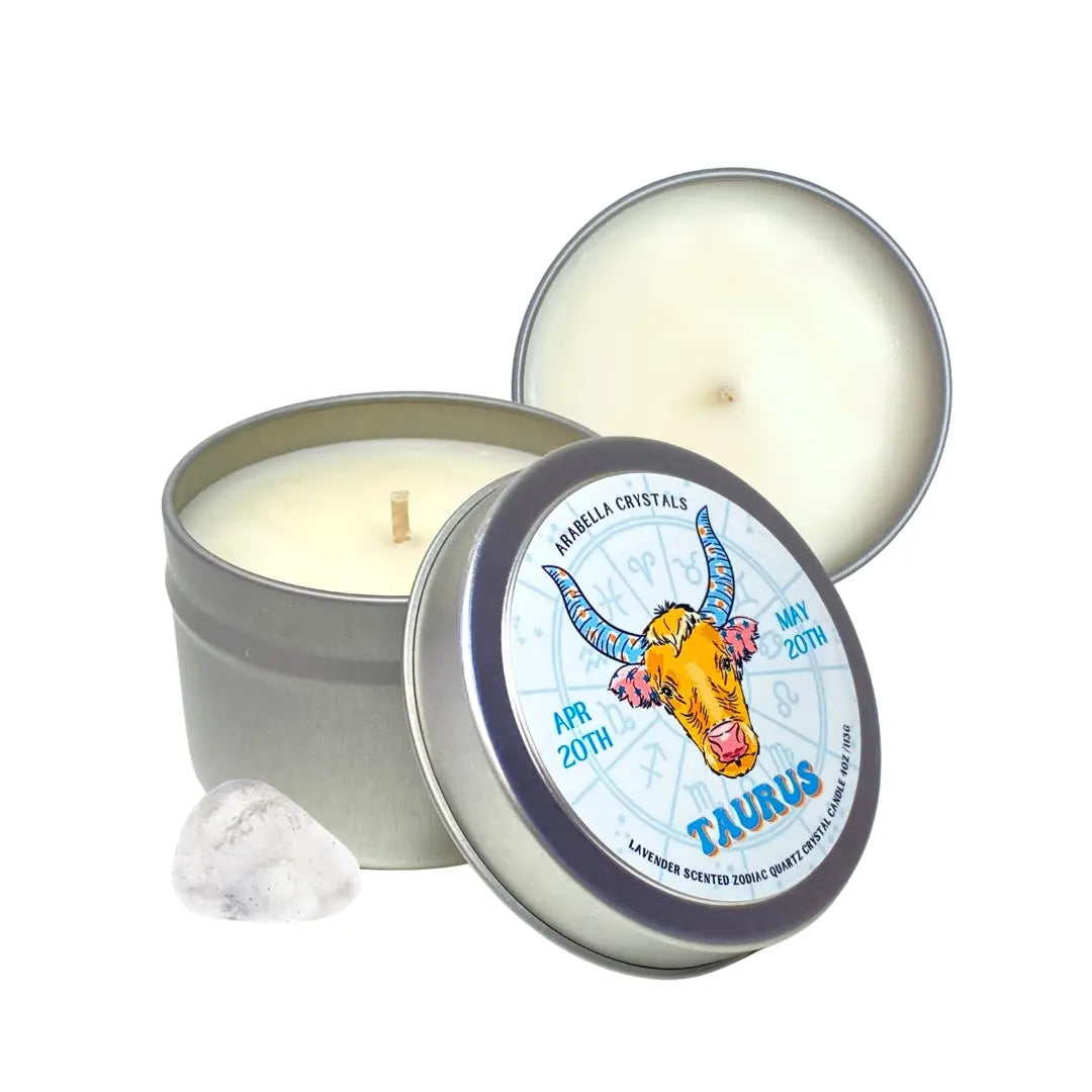 Taurus Zodiac Candle Tin Notes of: Sage, Lavender & Amber