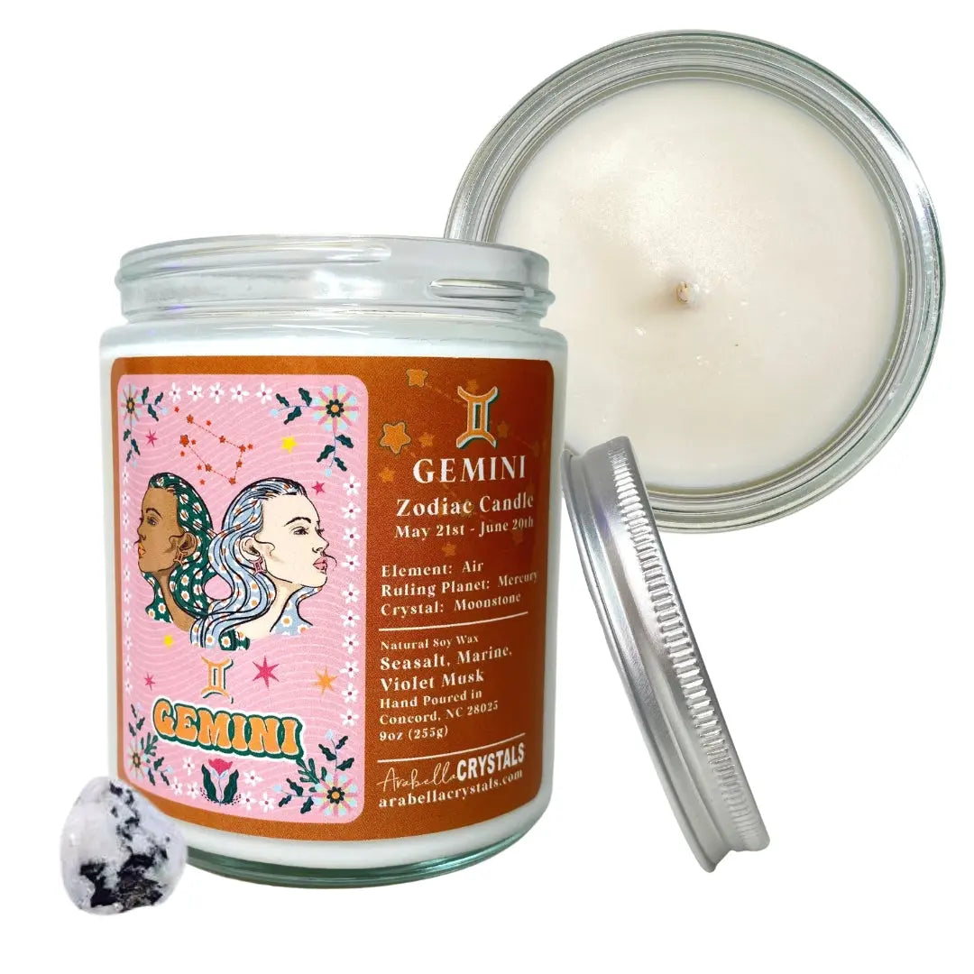 Gemini Zodiac Candle Notes of: Seasalt, Marine & Violet Musk