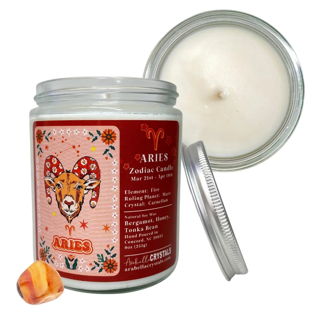 Aries Zodiac Candle Notes of: Bergamot, Honey & Tonka Bean