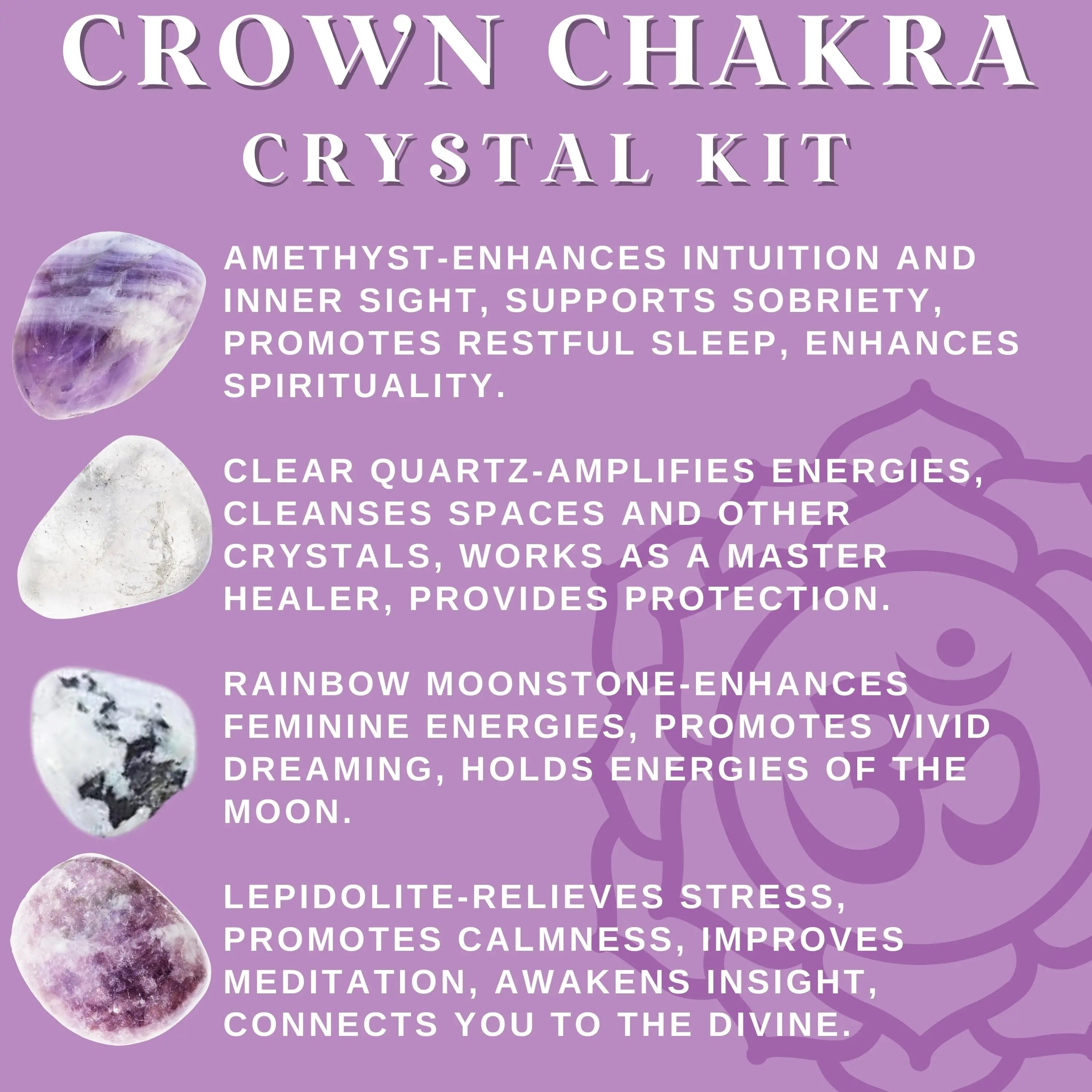 Crown Chakra Crystal Kit Spirituality, Connection, Enlightenment