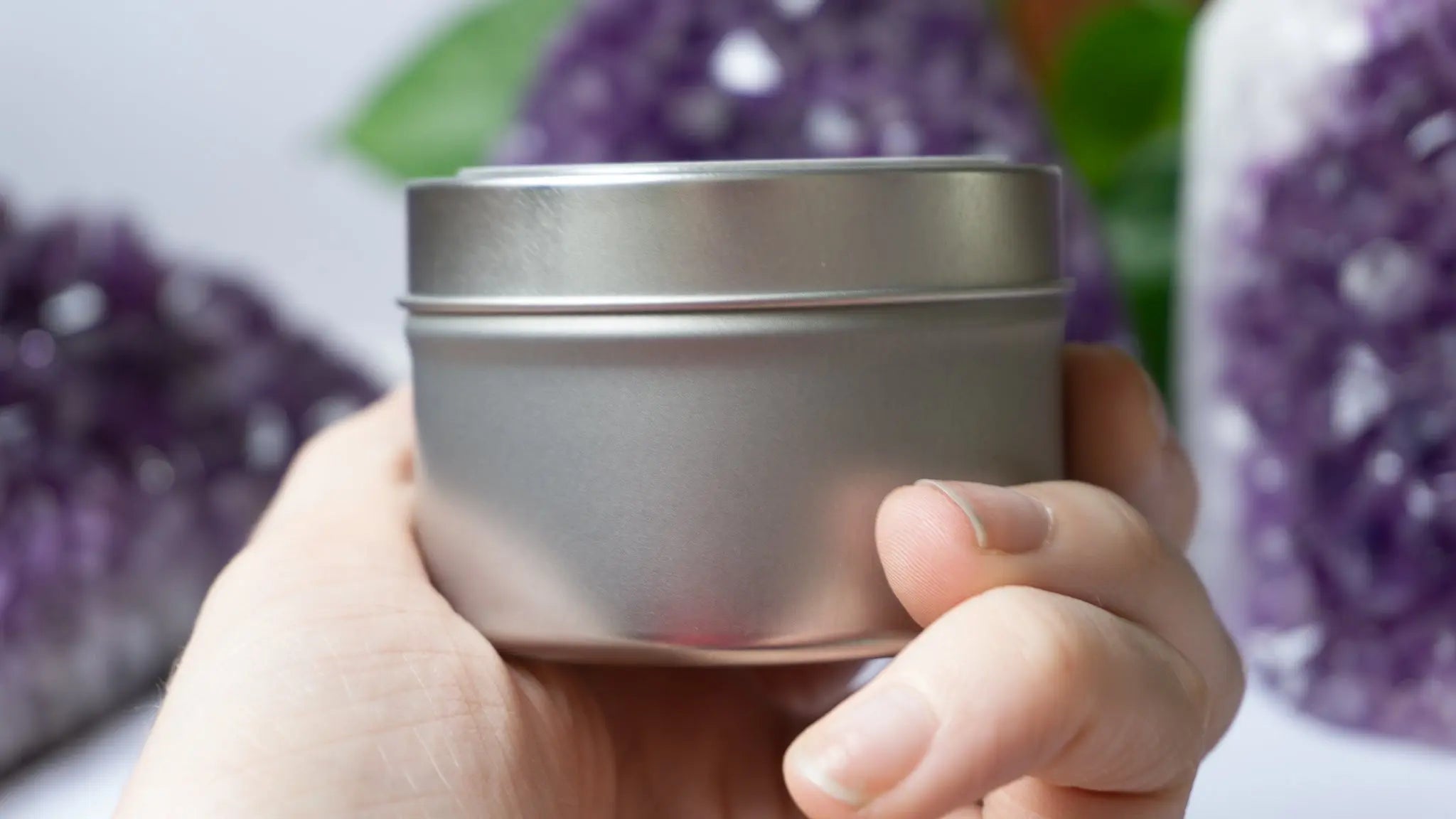 Iron Pyrite Crystal Candle Tin Notes of: Mandarin, Lemon & Peach