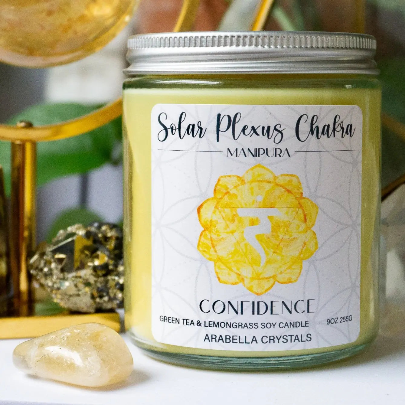 Solar Plexus Chakra Candle Notes of: Green Tea, Lemongrass & Light Musk