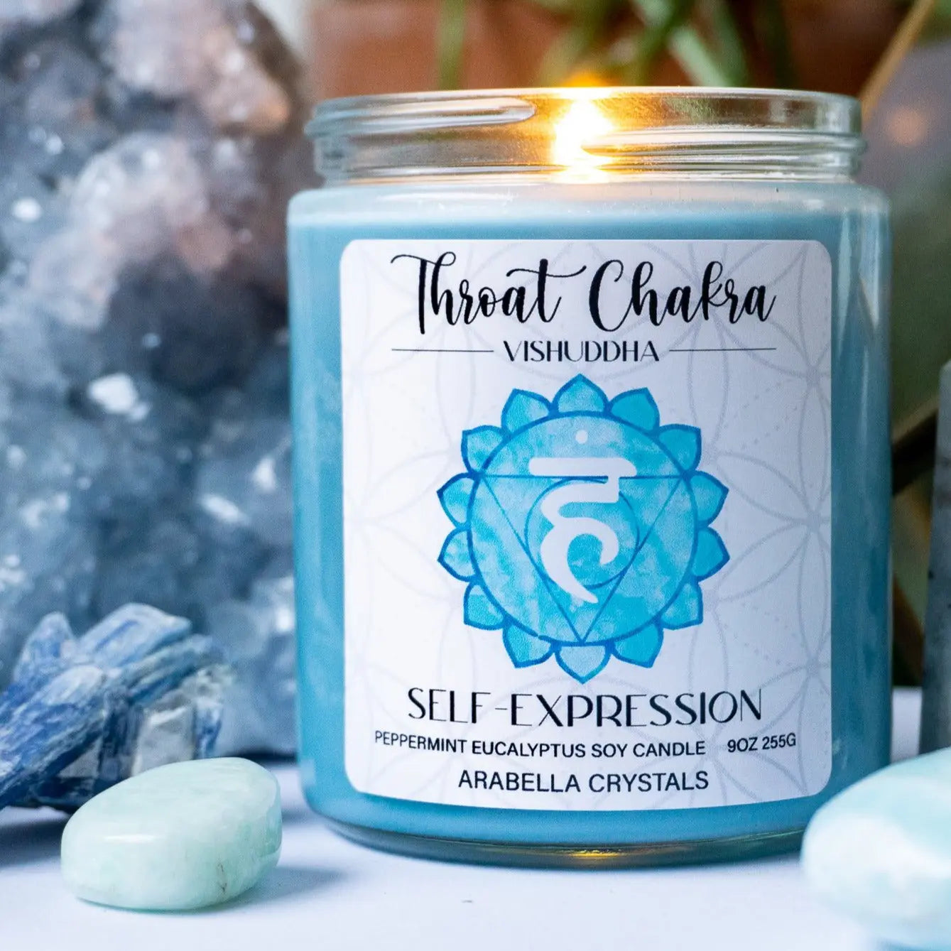 Throat Chakra Candle Notes of: Eucalyptus, Peppermint & Cedarwood