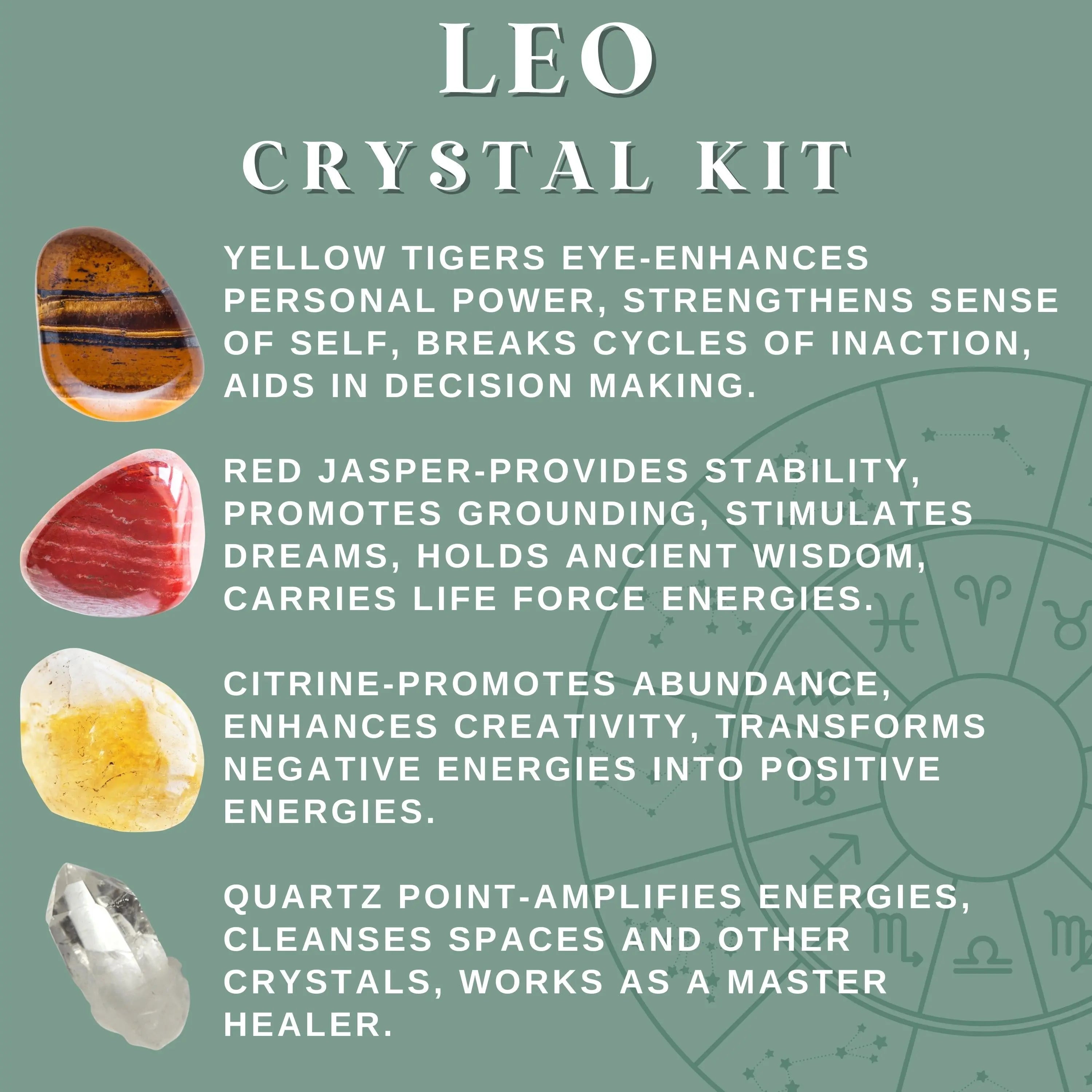 Leo Zodiac Crystal Kit Confidence, Creativity, Generosity