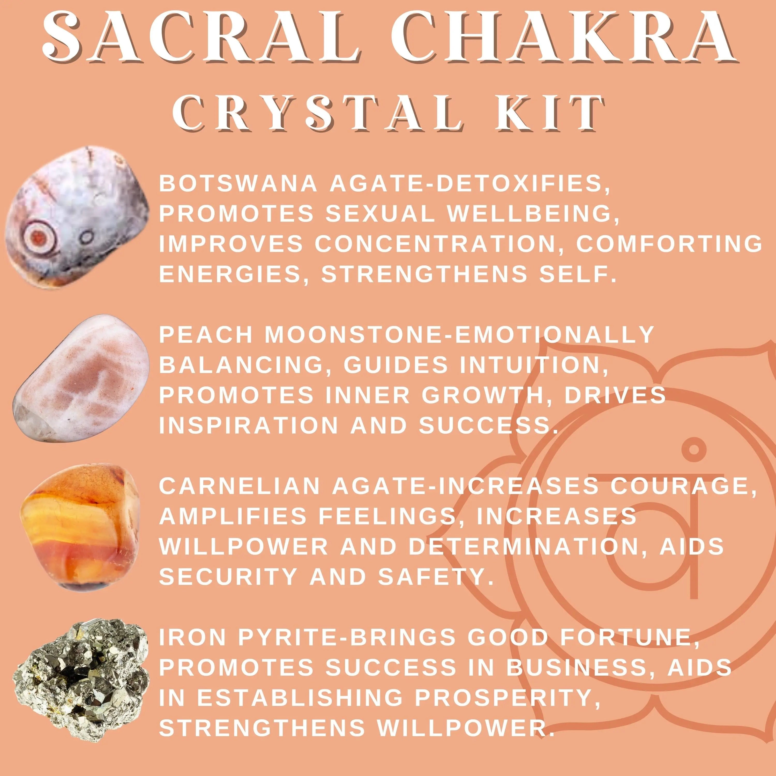 Sacral Chakra Crystal Kit Creativity, Emotion, Pleasure