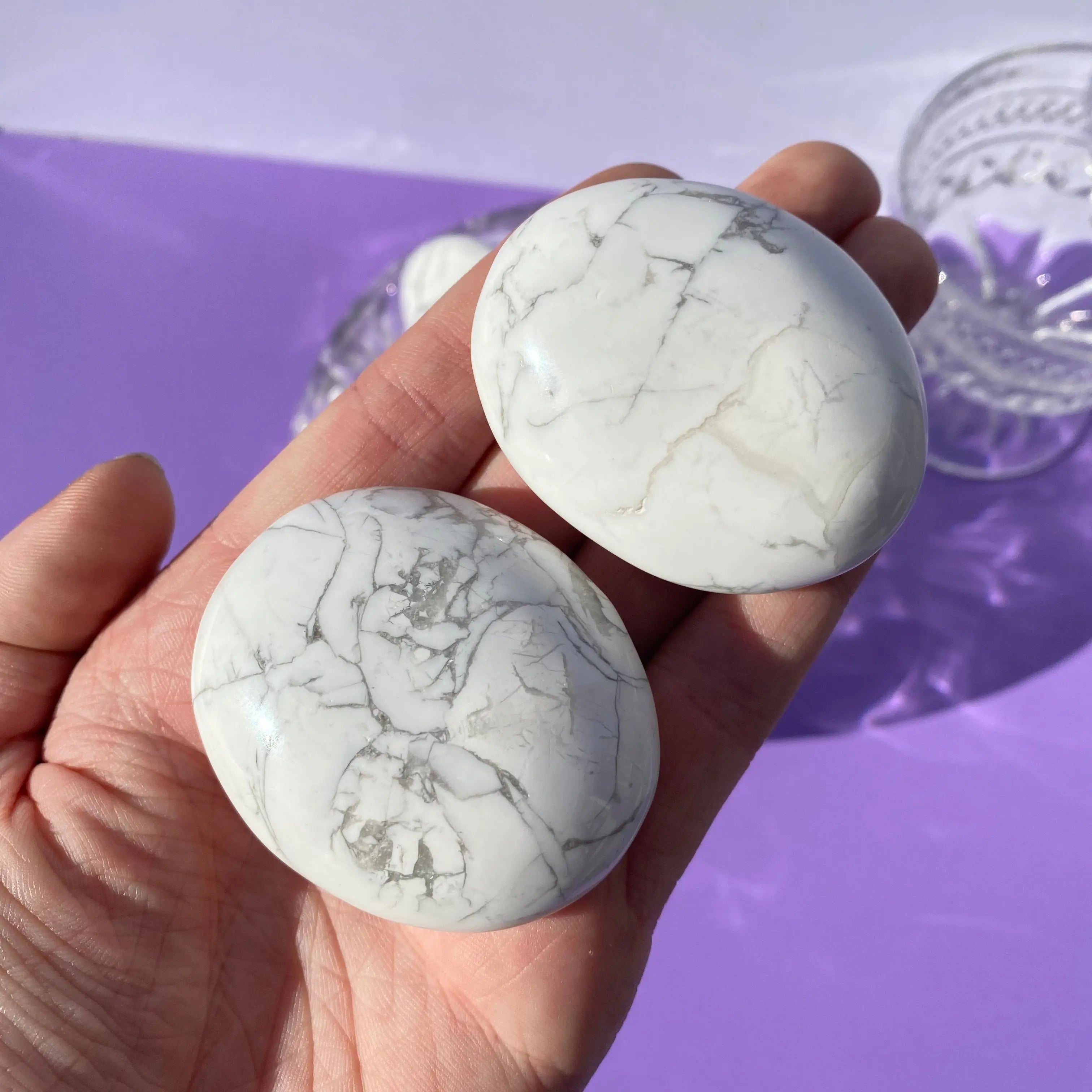 Howlite Palm Stone Arabella Crystals