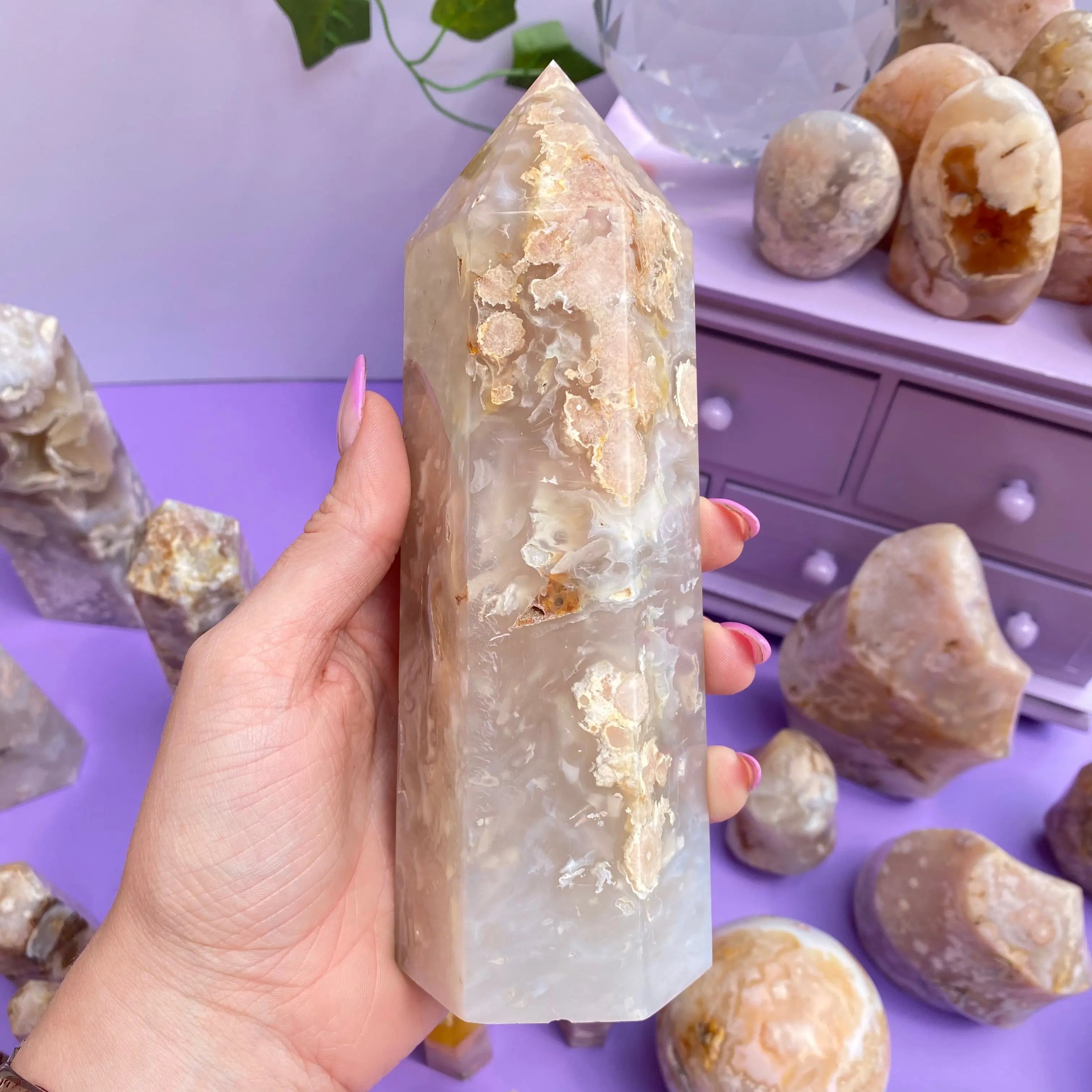 Flower Agate Point Arabella Crystals