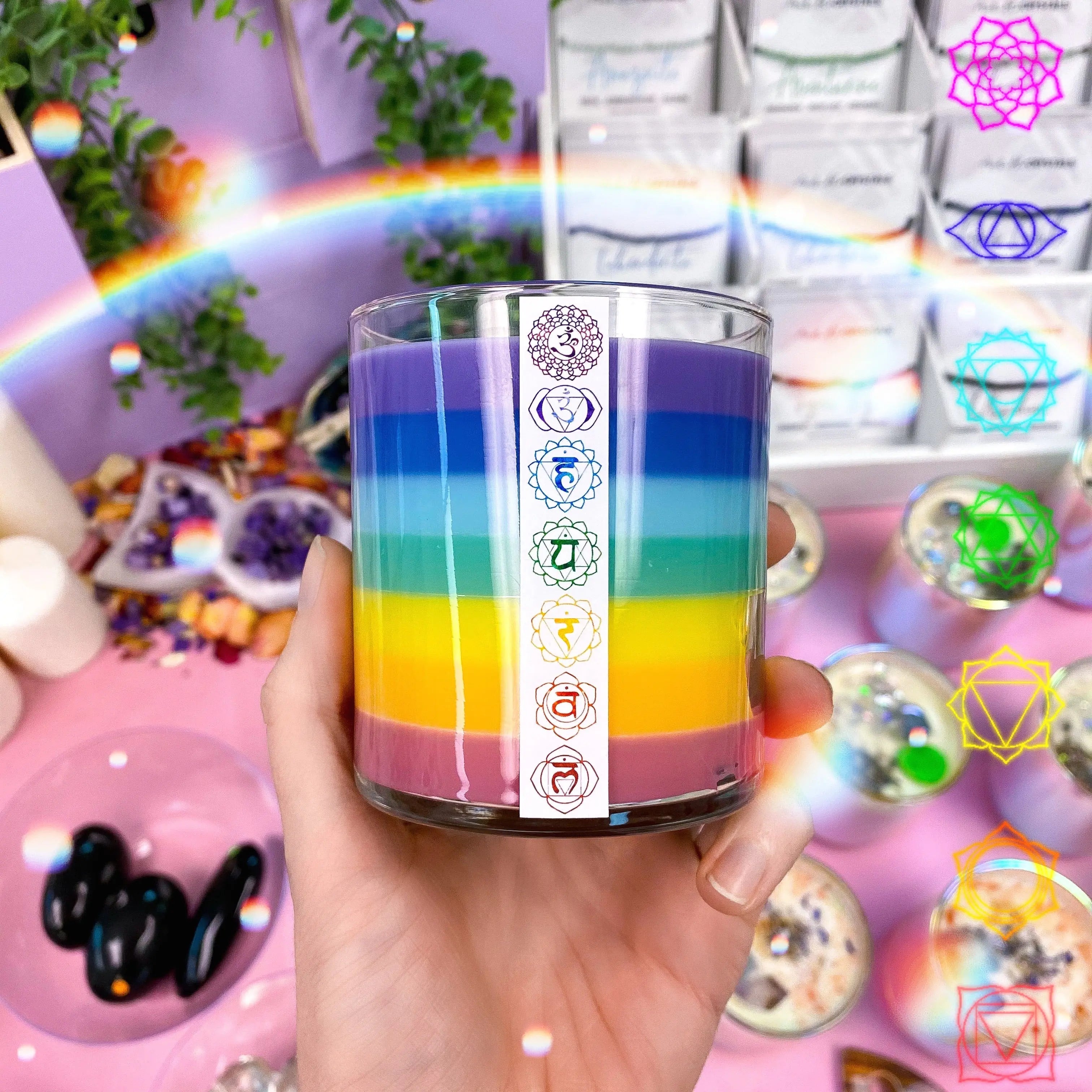 Layered Chakra Candle Notes of: Buttercream, Vanilla & Sugar