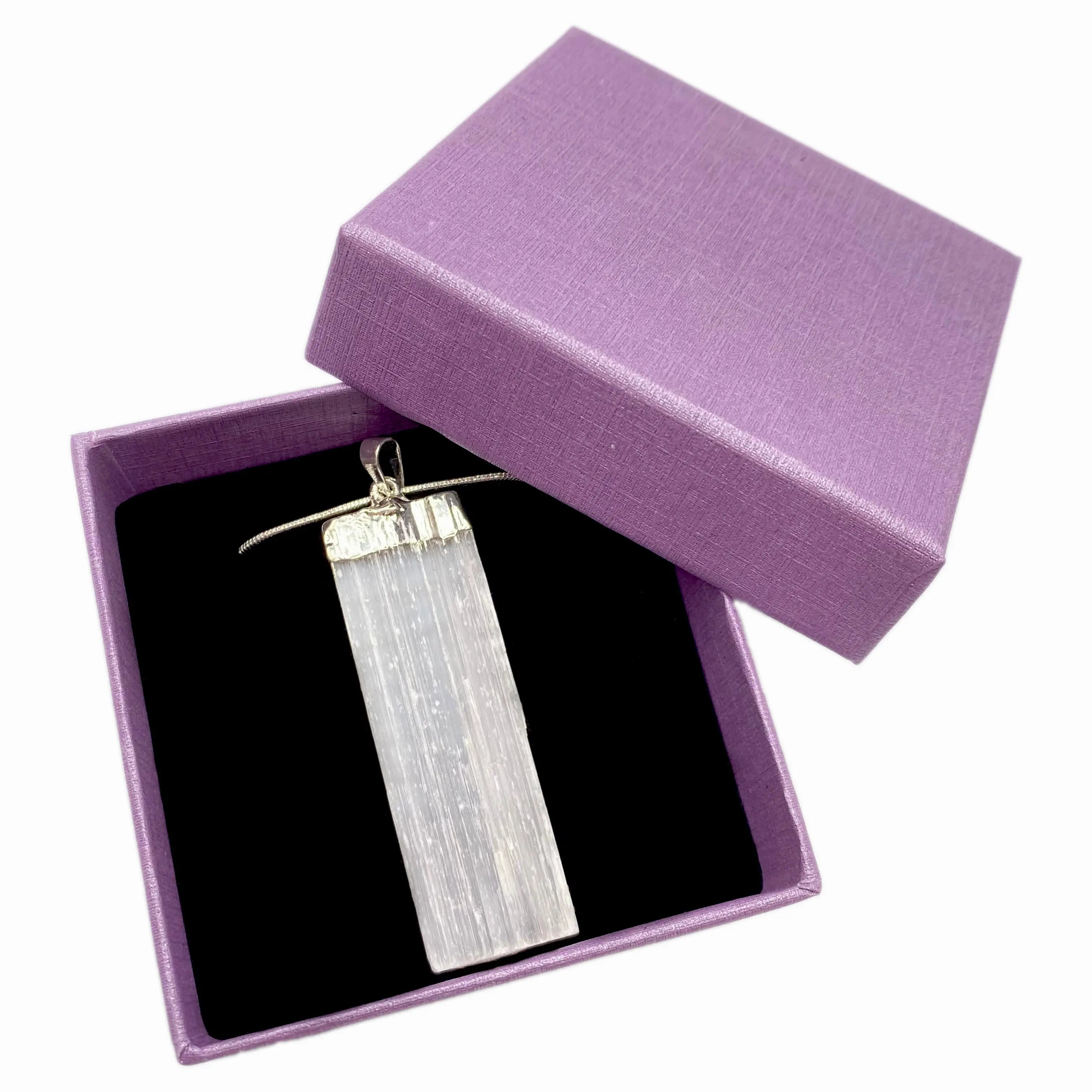 Selenite Crystal Necklace with Sterling Silver Chain Arabella Crystals
