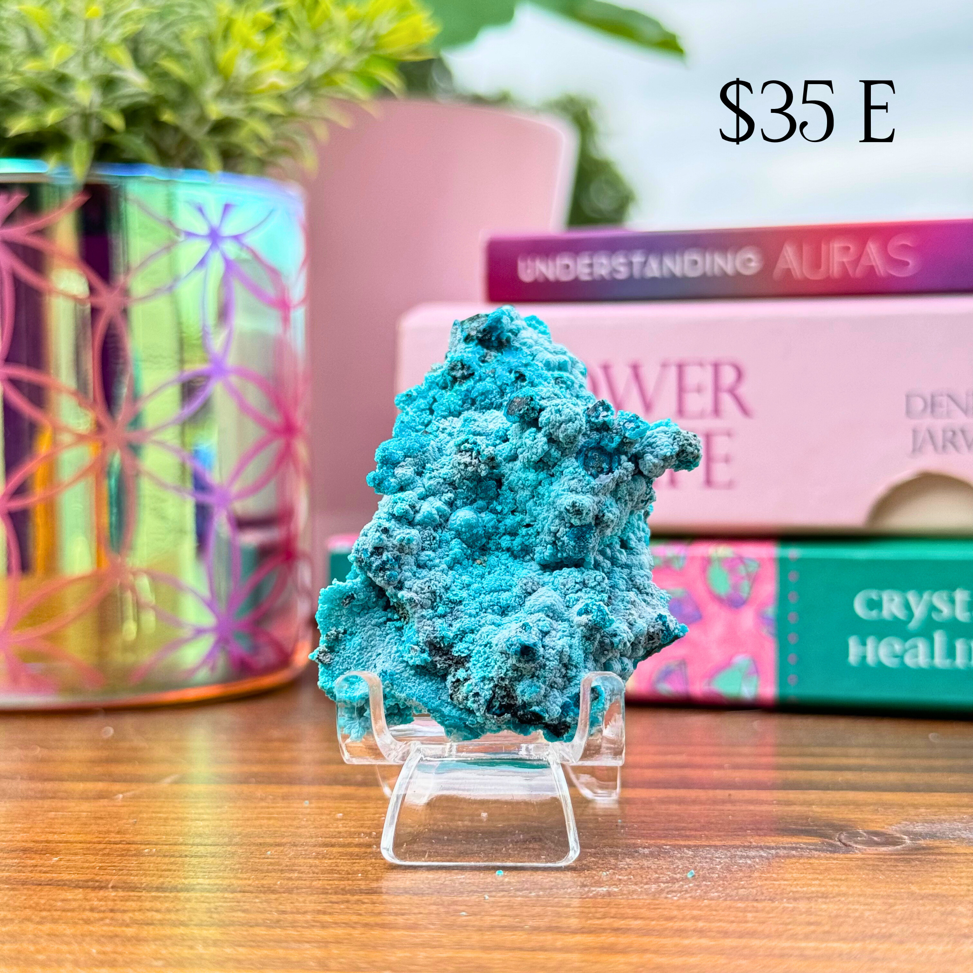 Chrysocolla on Quartz Clusters