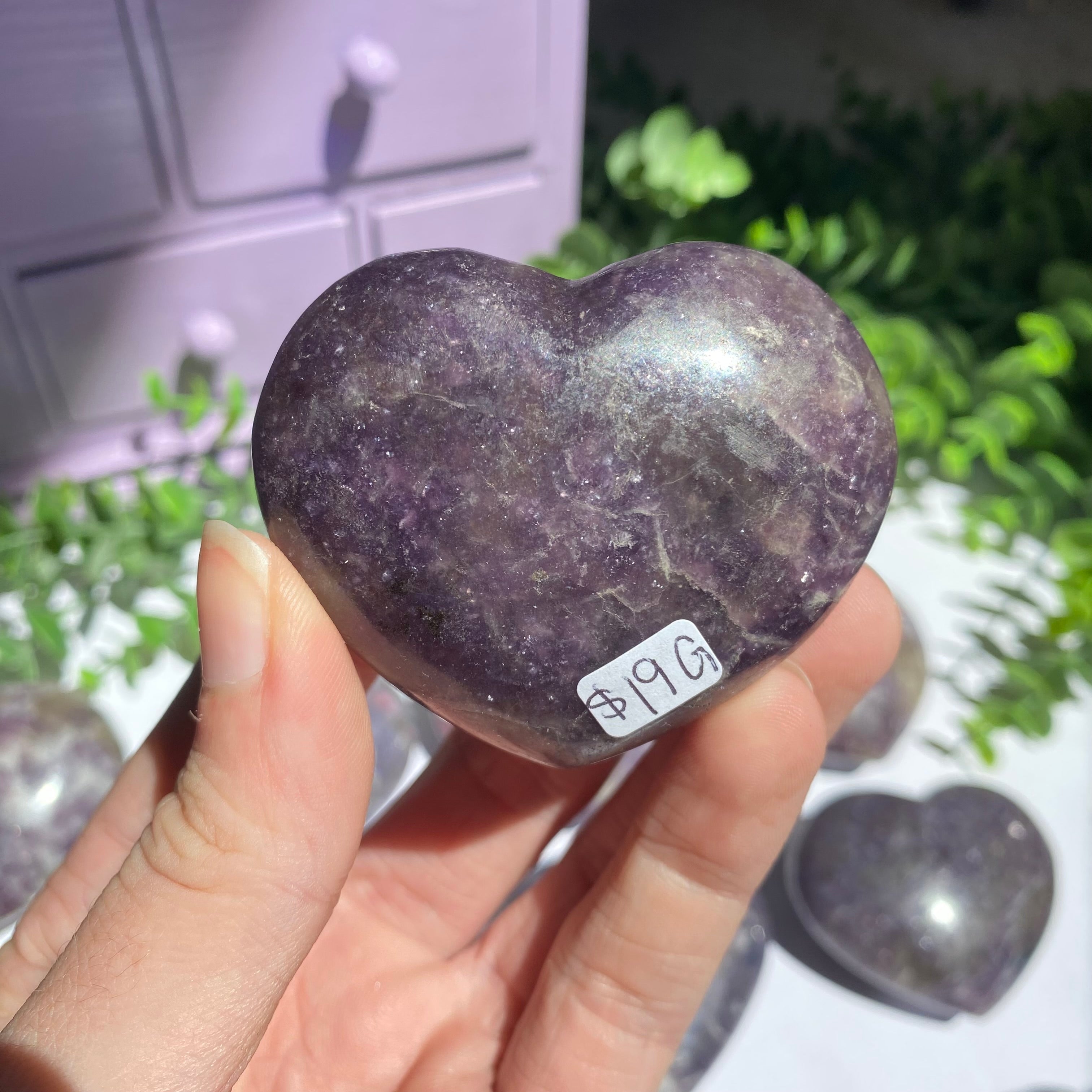 Lepidolite x Smoky Quartz (Unicorn Stone) Heart