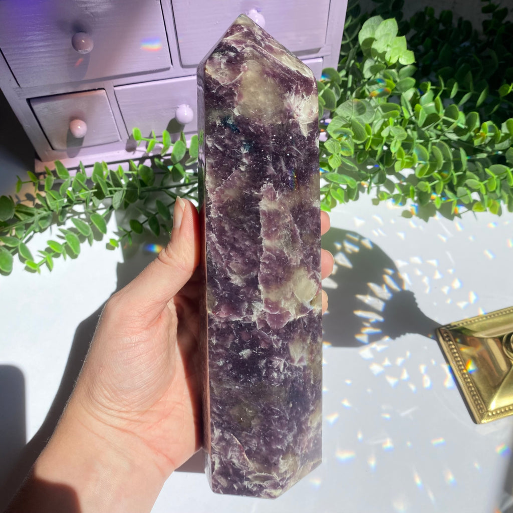 Lepidolite x Smoky Quartz (Unicorn Stone) Point