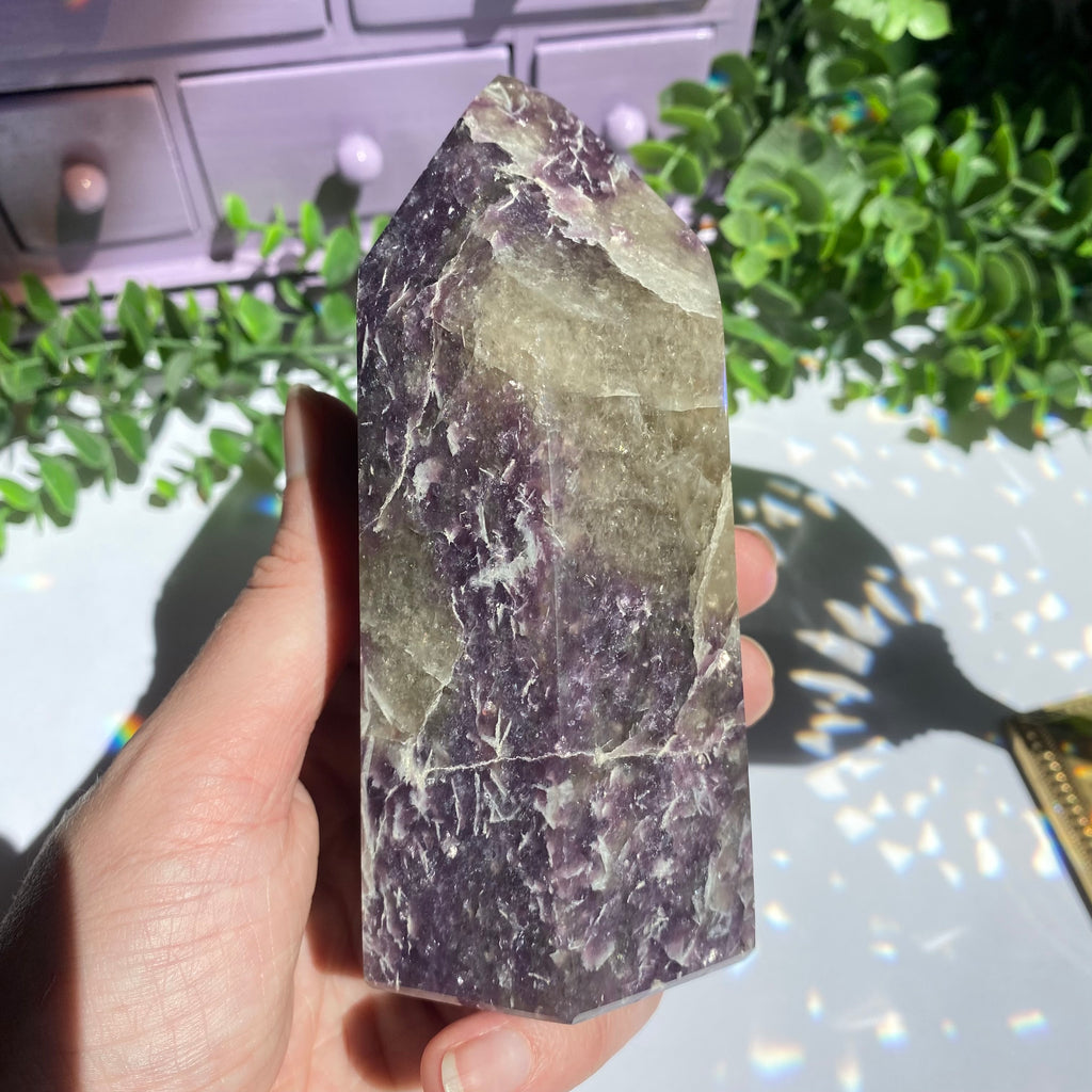 Lepidolite x Smoky Quartz (Unicorn Stone) Point