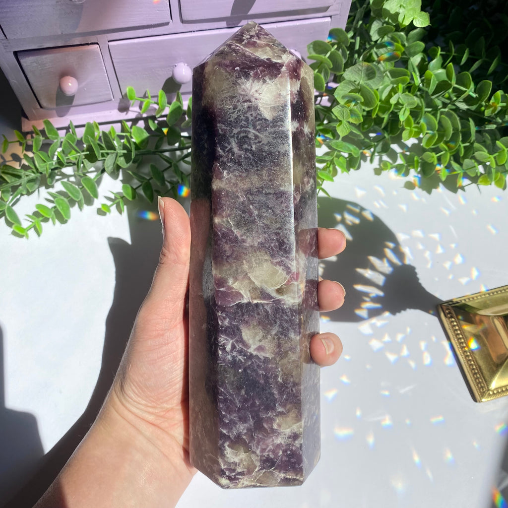 Lepidolite x Smoky Quartz (Unicorn Stone) Point