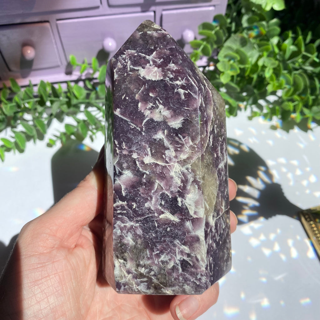 Lepidolite x Smoky Quartz (Unicorn Stone) Point