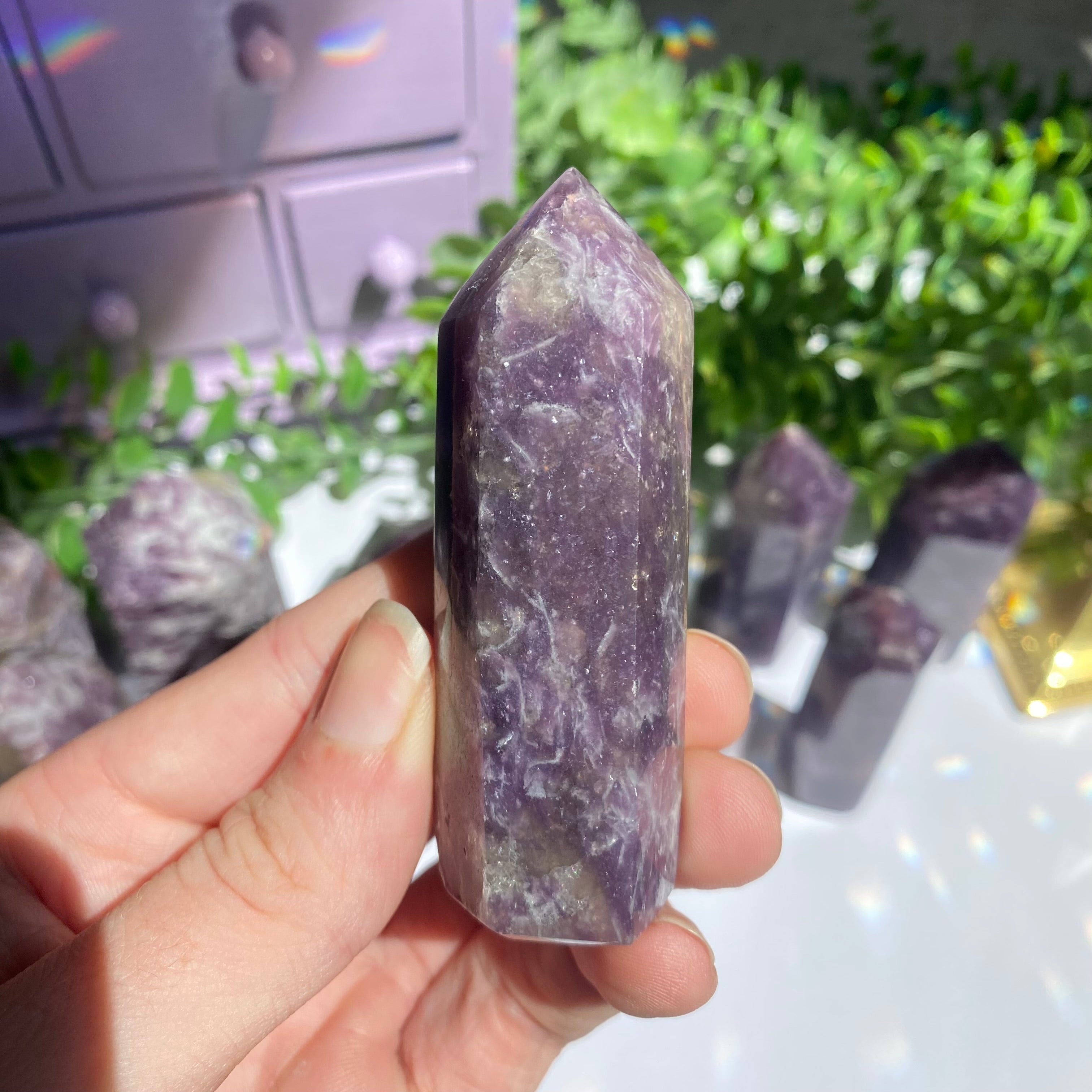 Lepidolite x Smoky Quartz (Unicorn Stone) Point