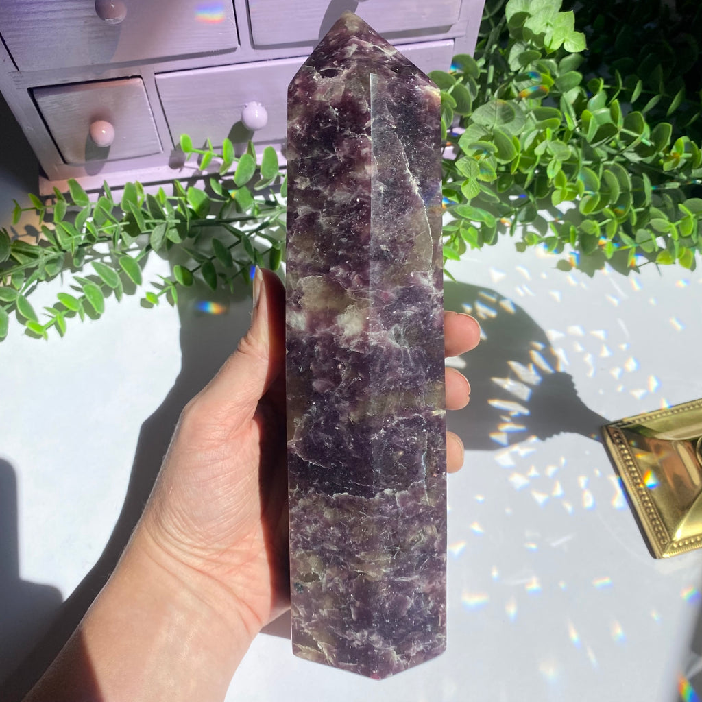 Lepidolite x Smoky Quartz (Unicorn Stone) Point