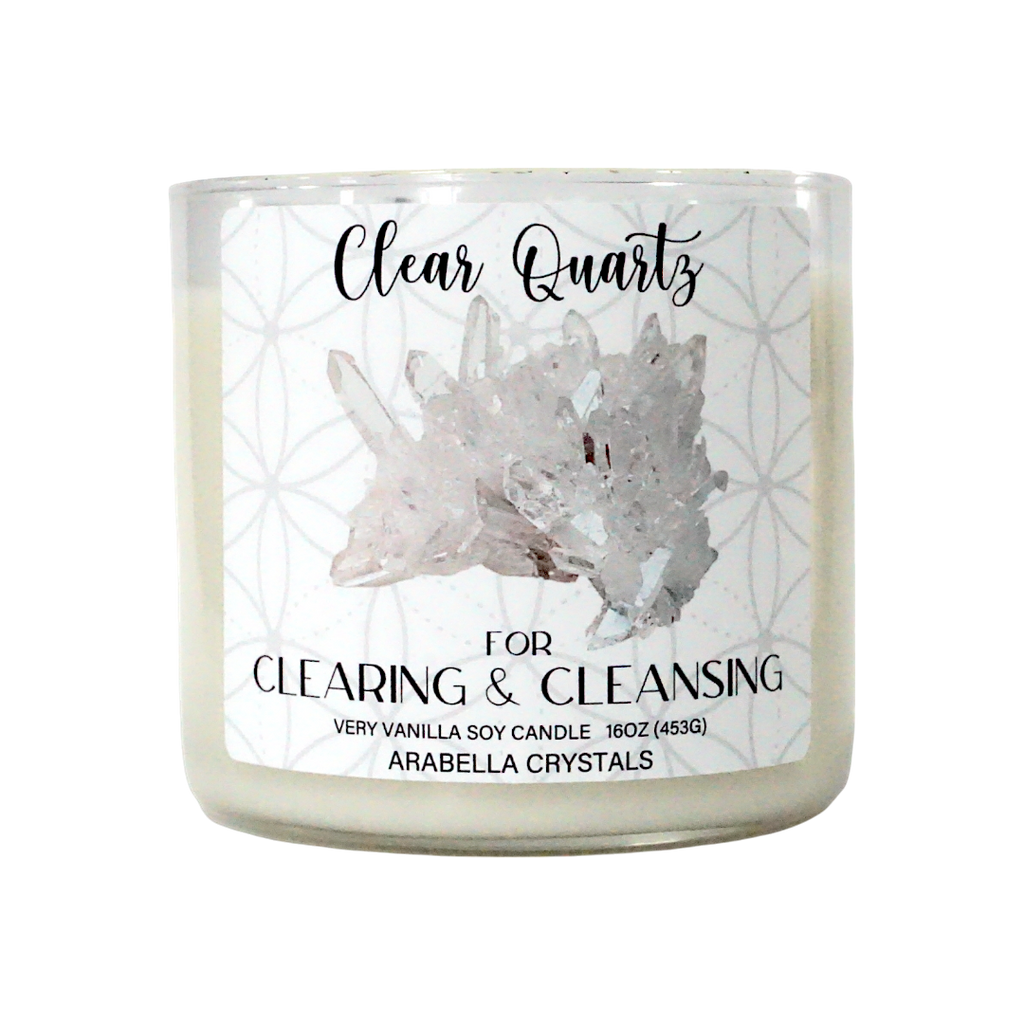 Clear Quartz Crystal 3-Wick Candle