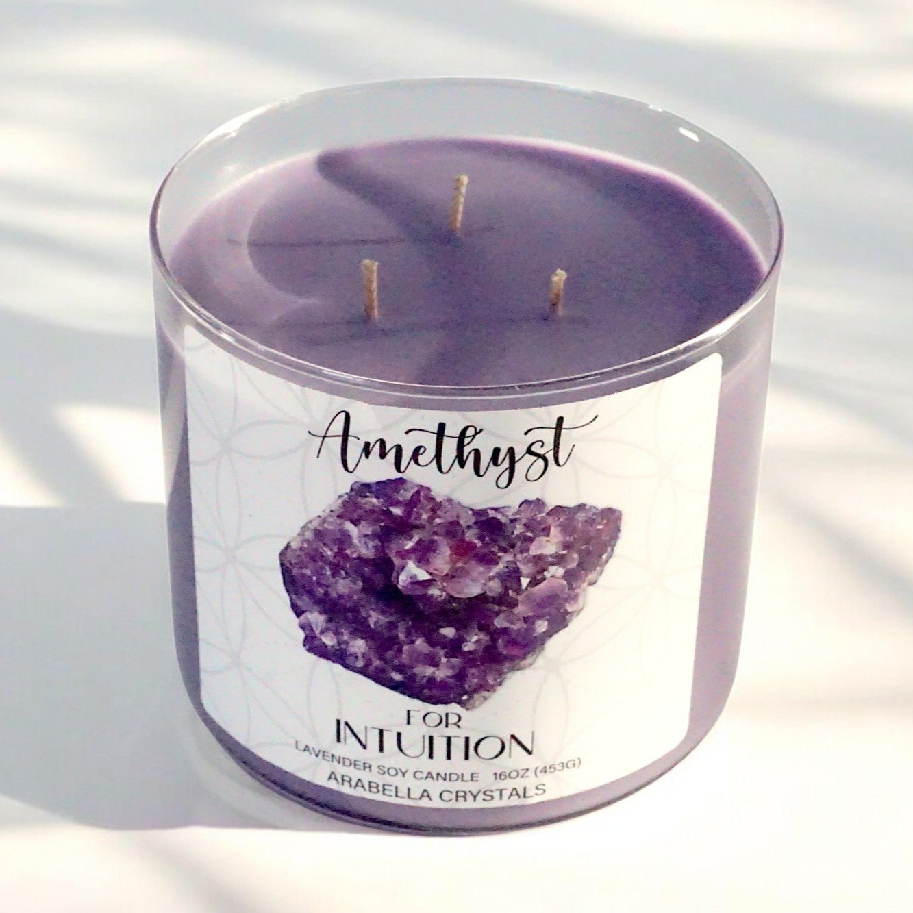 Amethyst Crystal 3-Wick Candle