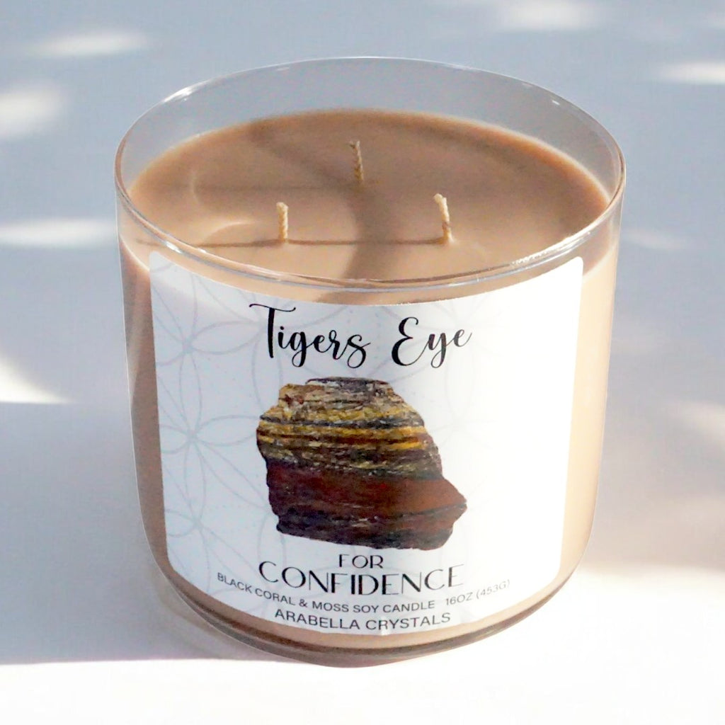 Tigers Eye Crystal 3-Wick Candle