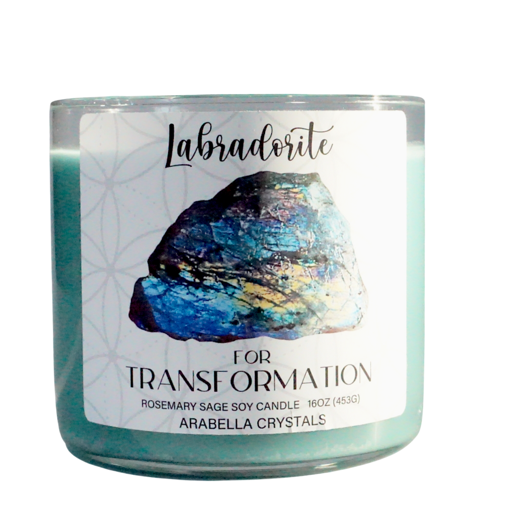 Labradorite Crystal 3-wick Candle