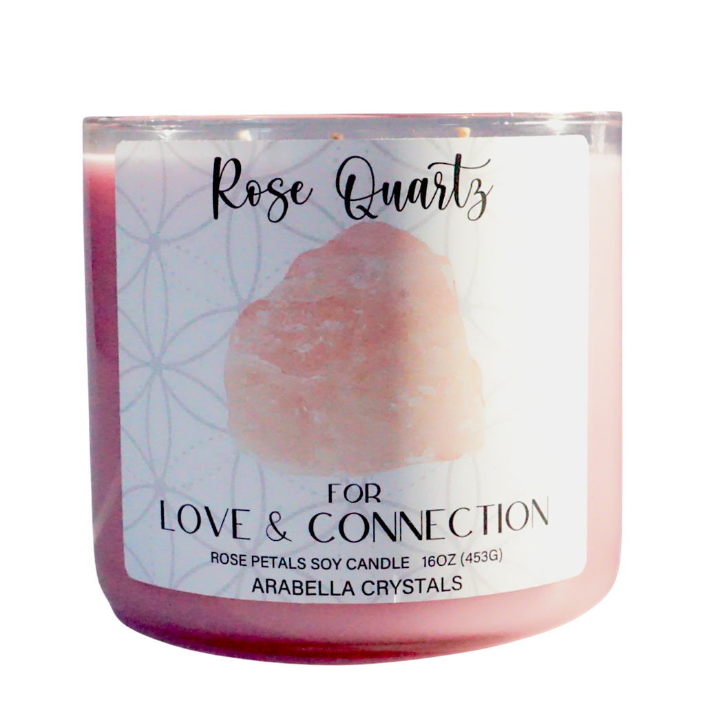 Rose Quartz Crystal 3-Wick Candle